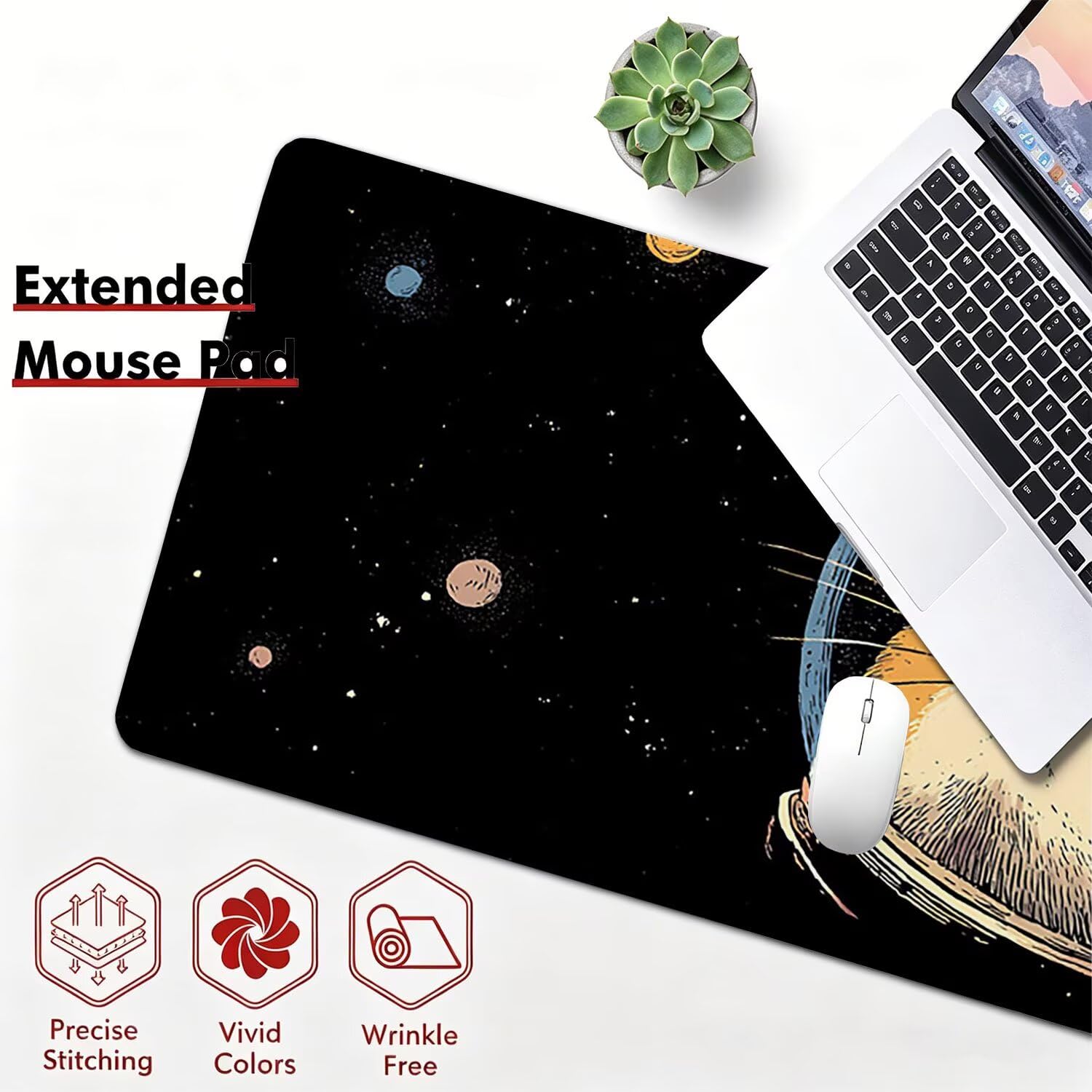 Tappetino Mouse Gaming XXL, 1200x600x4mm nero Cielo stellato 0x0-241 | Tappetino Scrivania con Base in Gomma Antiscivolo Bordi Cuciti per Computer, PC, Migliora la Precisione e la Velocità