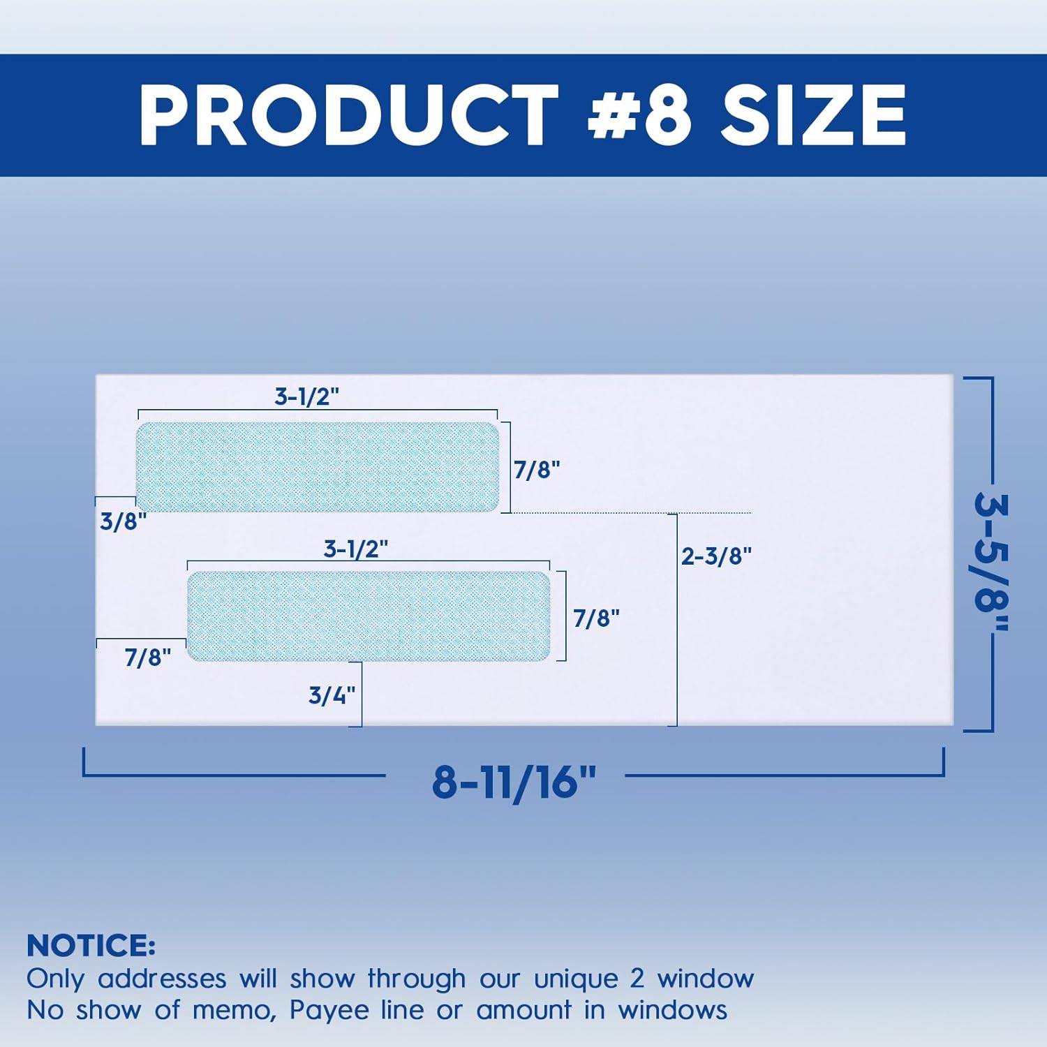 METRONIC 250 Count #8 Envelopes, Double Window Security Self Seal Check Envelopes, Envelope Letter Size 3⅝ x 8¹¹⁄₁₆", White Business Envelope - Not for Invoices - Image 3
