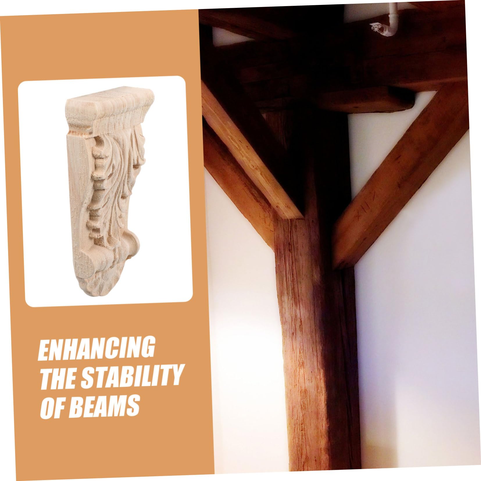 ORFOFE Wooden Corbels Decorative Corner Moulding Trim Solid Wood Roman Column Flower Onlay Applique 4.33X1.89X0.79In for Home Interior Decoration - Image 3