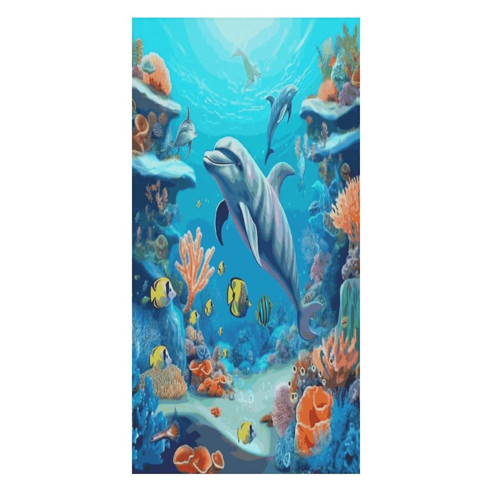Adfgyerh Unisex Style Seabed Coral Fish Dolphins Bath Towels Beach Towel Lightweight Quick Dry, Bath Towel For Travel Sports Pool Swimming Bath Camping Yoga Adults160x80cm