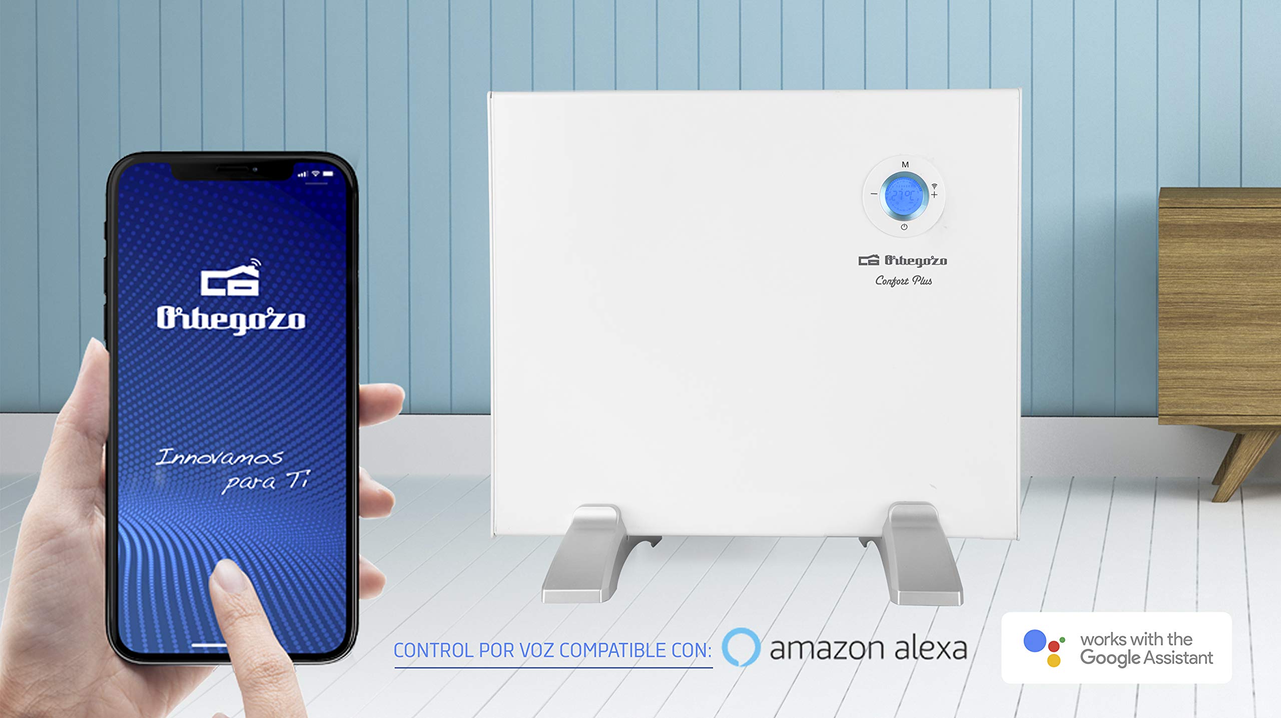 Orbegozo REW 500 - Pannello riscaldante digitale Wi-Fi, 500 W, display digitale LCD, programmabile, connessione wireless tramite app Orbegozo