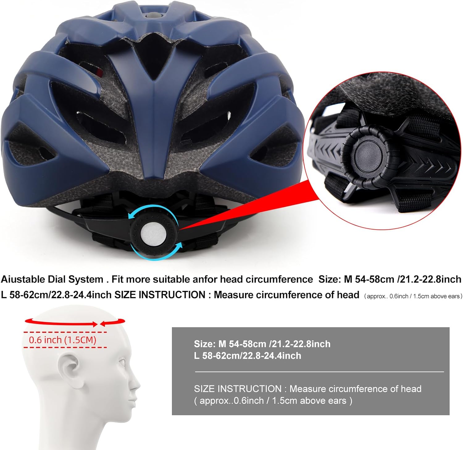 Adult Bike Helmets, Adjustable Mens Womens Bicycle Helmet, Lightweight Road Mountain Cycling Safety Sports Helmets with Detachable Visor - Image 5