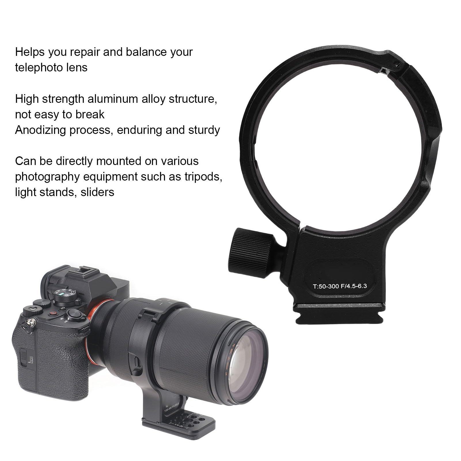 Cryfokt T50-300mm F4.5-6.3 Lens Collar Replacement with Screw Holes, High