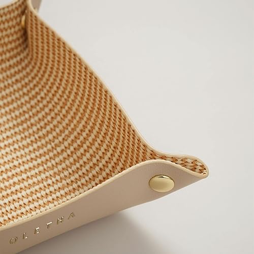 Miniatura 4 de OLETHA Bandeja estética para valet plato Little Catch-all soporte de joyería para viajes textura trenzada