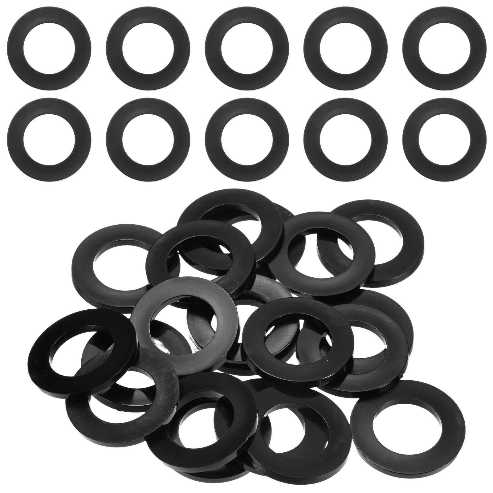 M METERXITY 20-Pack M20 Nylon Flat Washers 20mm ID 35mm OD 3mm Thick Round Plastic Plain Washer Fastener Sealing Spacer Gasket Ring for Household/Commercial [Black] — image 1