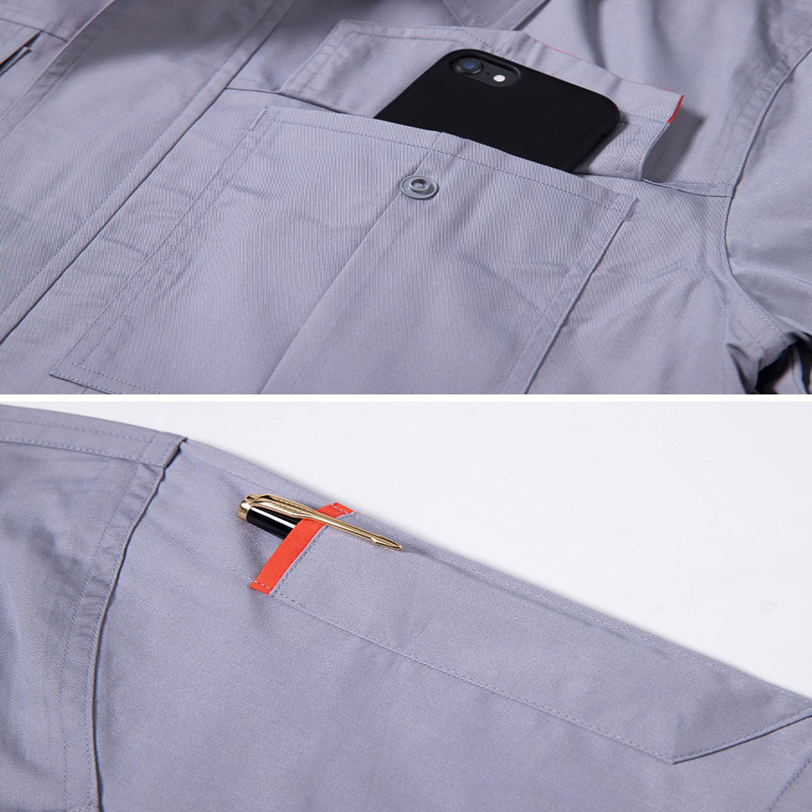 Chaqueta De Trabajo De Manga Corta Unisex Zip Up Overol Workwear Shirt & Pants