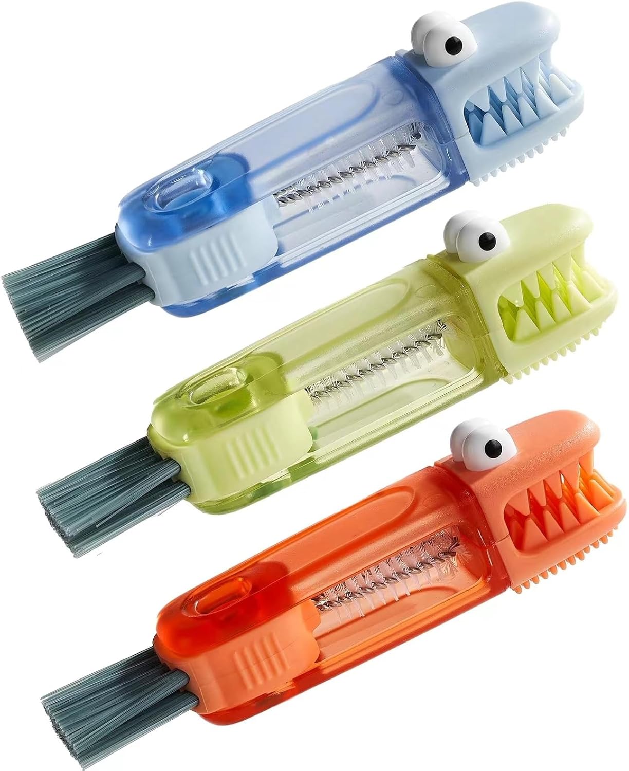 Multifunctional Bottle Cleaning Brush Set, Multifunction Silicone Cup Lid Gap Cleaner, Home Kitchen Crevice Cleaning Tools(3 Pcs), Blue,green,yellow