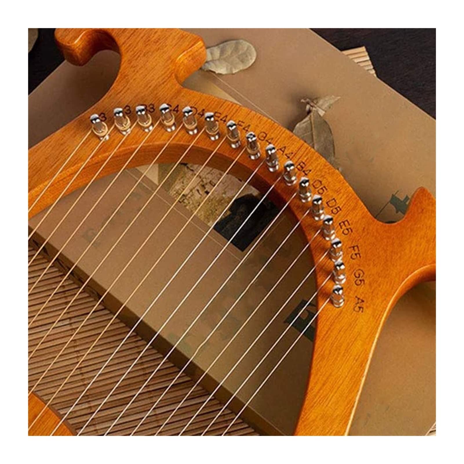 FLFL Tragbare Harfe 16 Holzsaite Harfe Massivholz Mahagoni Lyre Harfe Mit Tuning-Schraubenschlüssel Für Musikliebhaber Anfänger