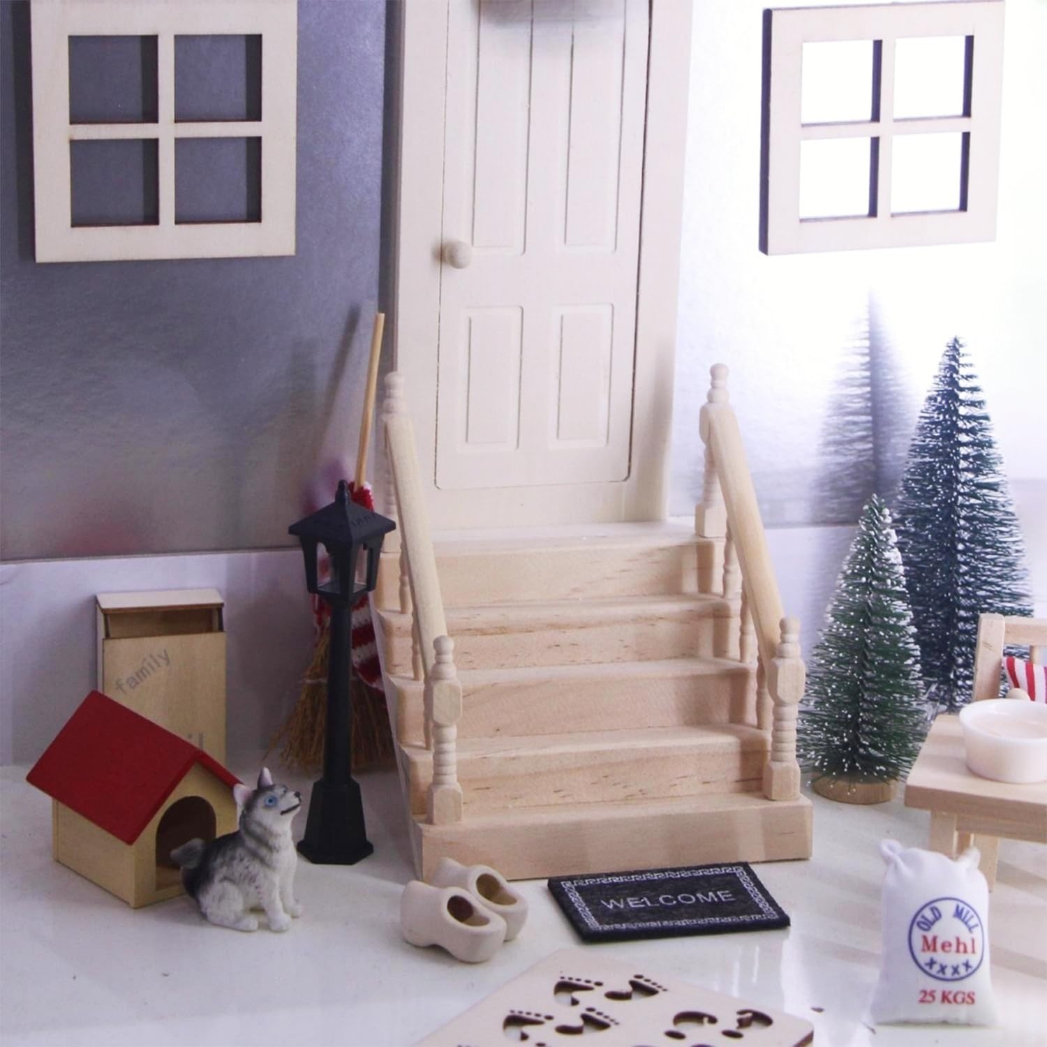 1/12 Scala in legno per casa delle bambole Accessori