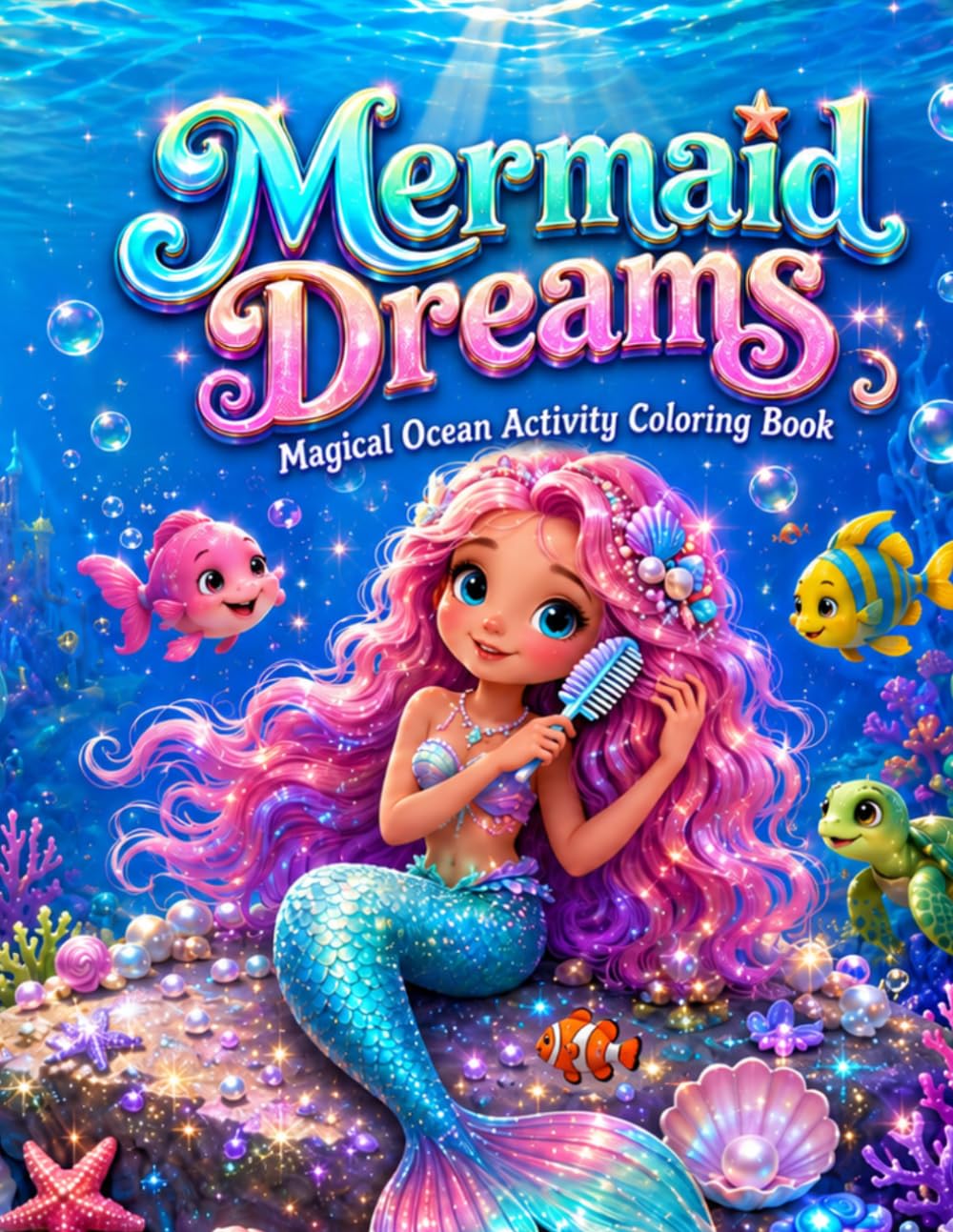 Mermaid Dreams: Magical Ocean Activity Coloring Book: Trace, Color & Create — Enchanting Mermaid Scenes, Underwater Fantasy Art & Sea Creature Illustrations for Kids Ages 6–14