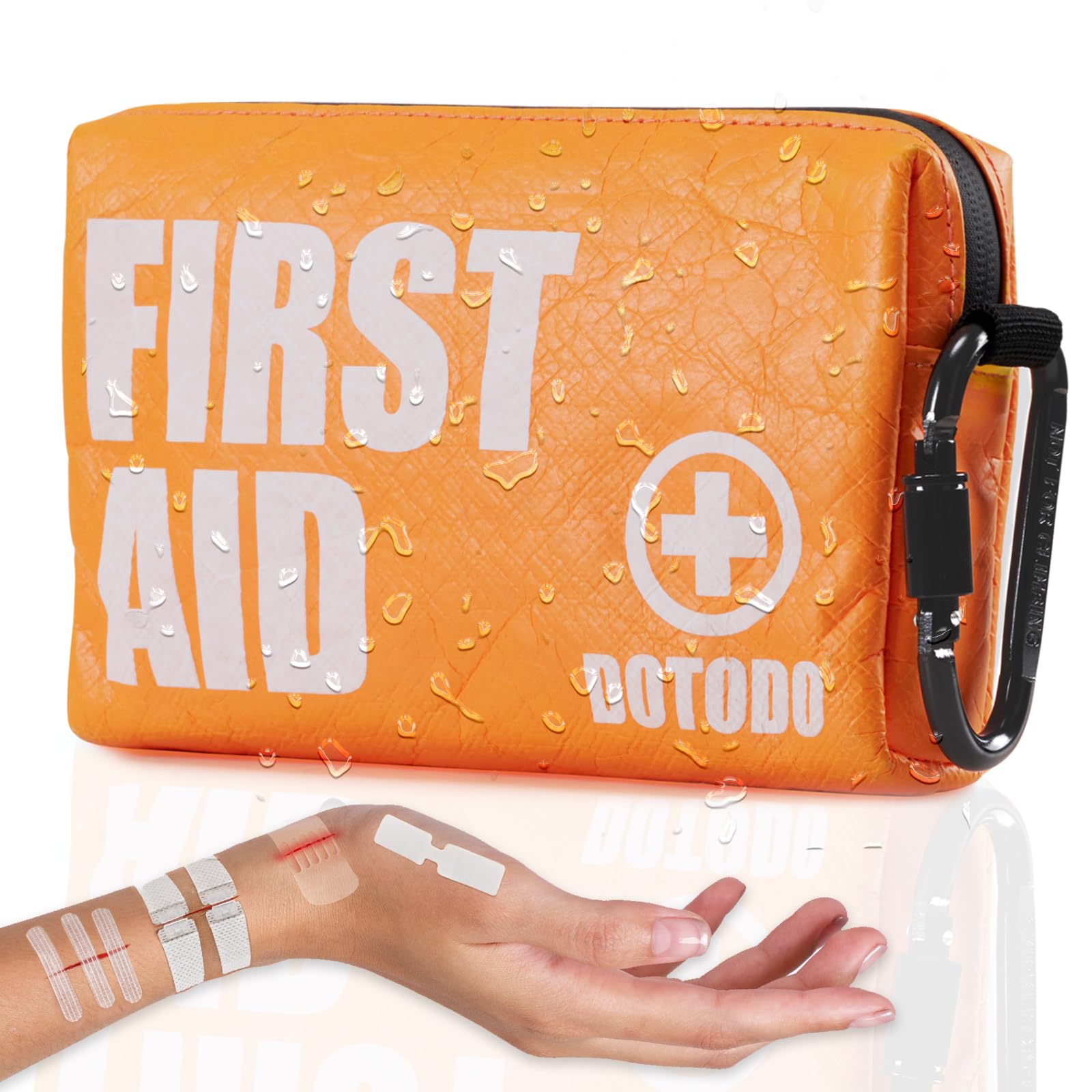 Notfall-Erste-Hilfe-Set Überleben – Dotodo Auto Medizinisches Kit | Tragbares Notfall-Set für Reisen, Zuhause, Sport, Camping, Wohnheim, Wohnmobil, Arbeitsplatz (Orange, 125 Stück)