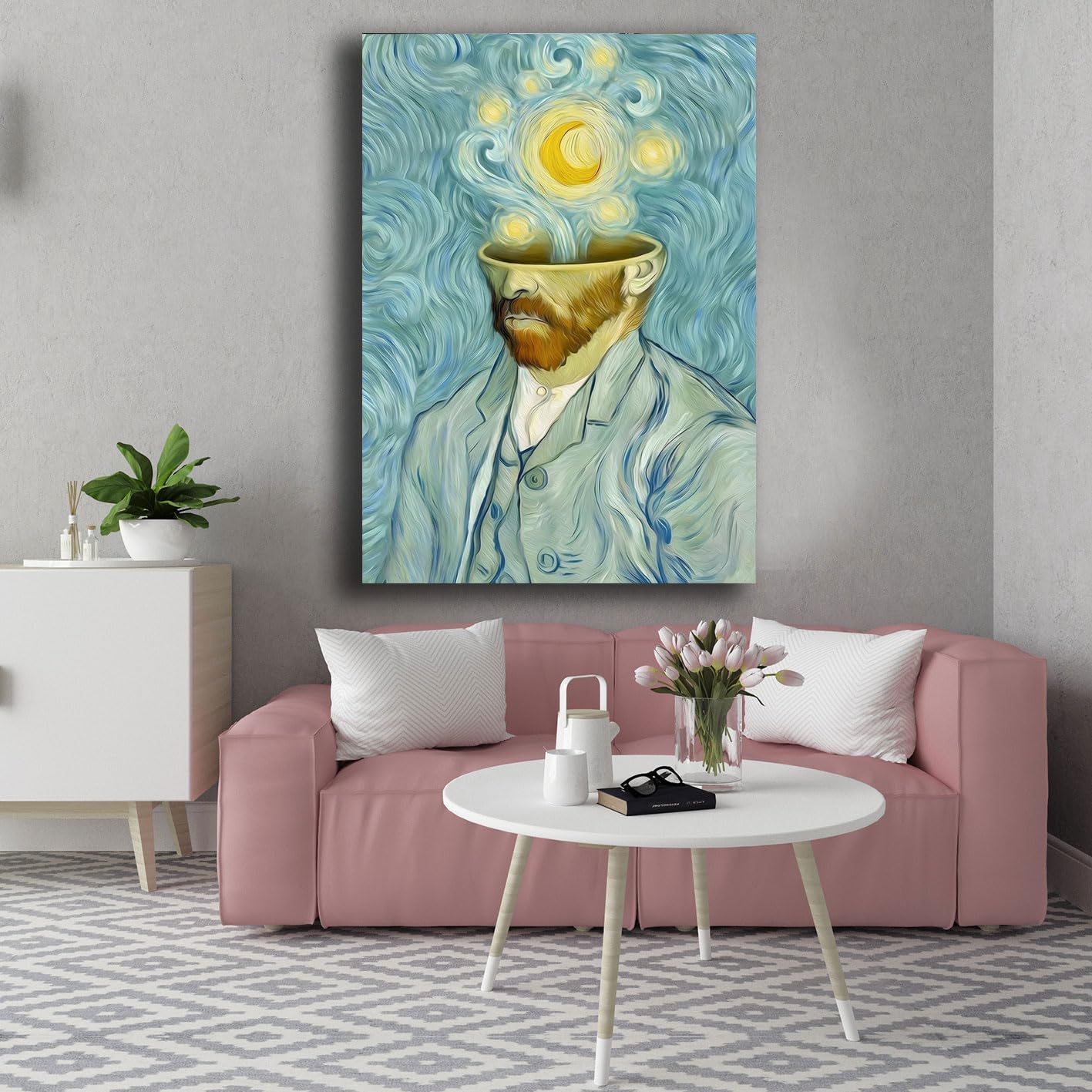 Printerland Quadro Moderno Camera da letto VAN GOGH Notte stellata Quadri moderni soggiorno da Parete Stampa su tela Canvas Decorazione Murale muro Arredo Salone (10, 30x40 cm, Canvas intelaiato)
