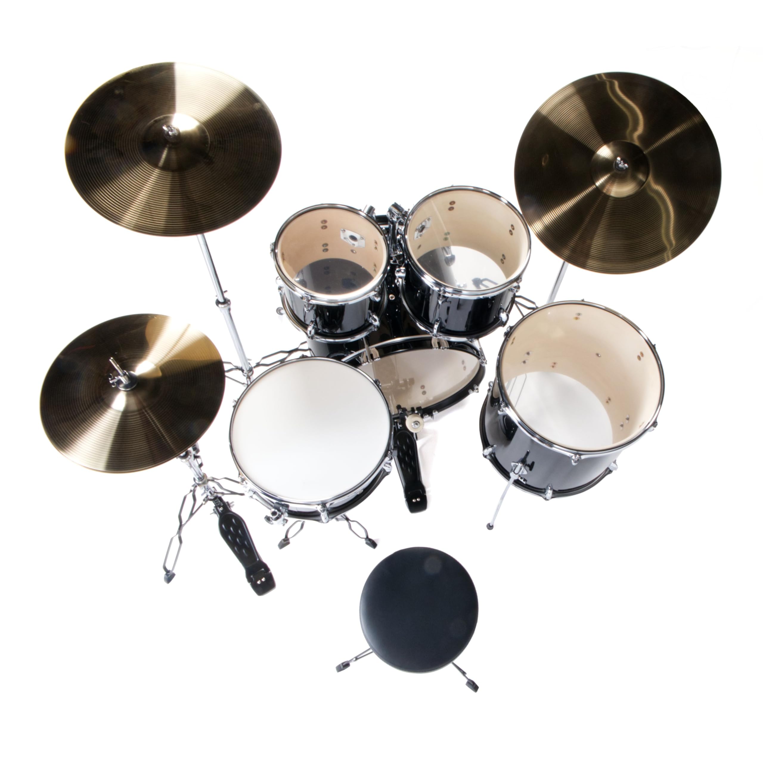 Fame FG22B-BK First Gig Rock Set, Komplettes Drum-Set Schwarz, Inklusive Becken und Hardware, Pappel-Kessel, 22 Zoll Bass Drum, 10 und 12 Zoll Tom-Tom, 16 Zoll Floor Tom, 14 Zoll Snare, Ideal für