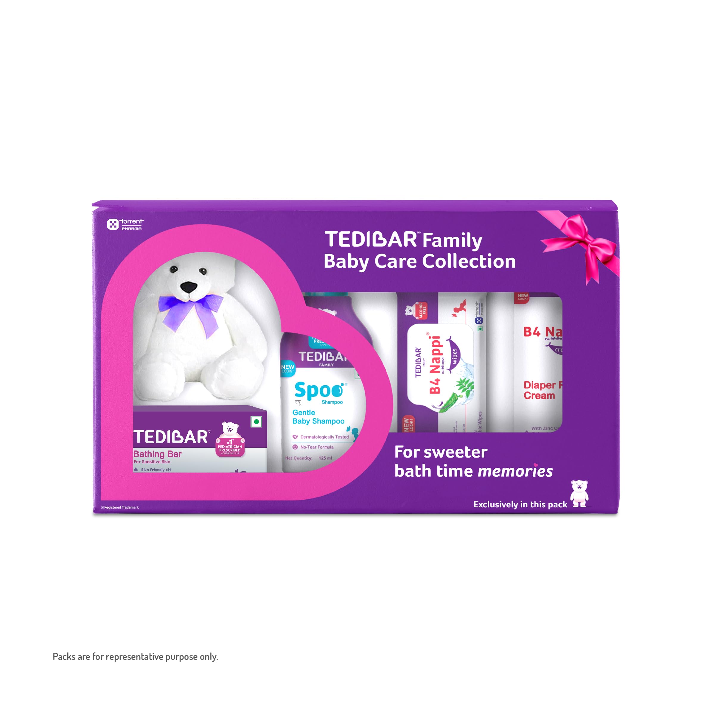 Tedibar Family Baby Care Collection by -Torrent Pharma| Baby Gift Pack | Baby's Bath Time Buddy | 5 Individual Product with Teddy Bear