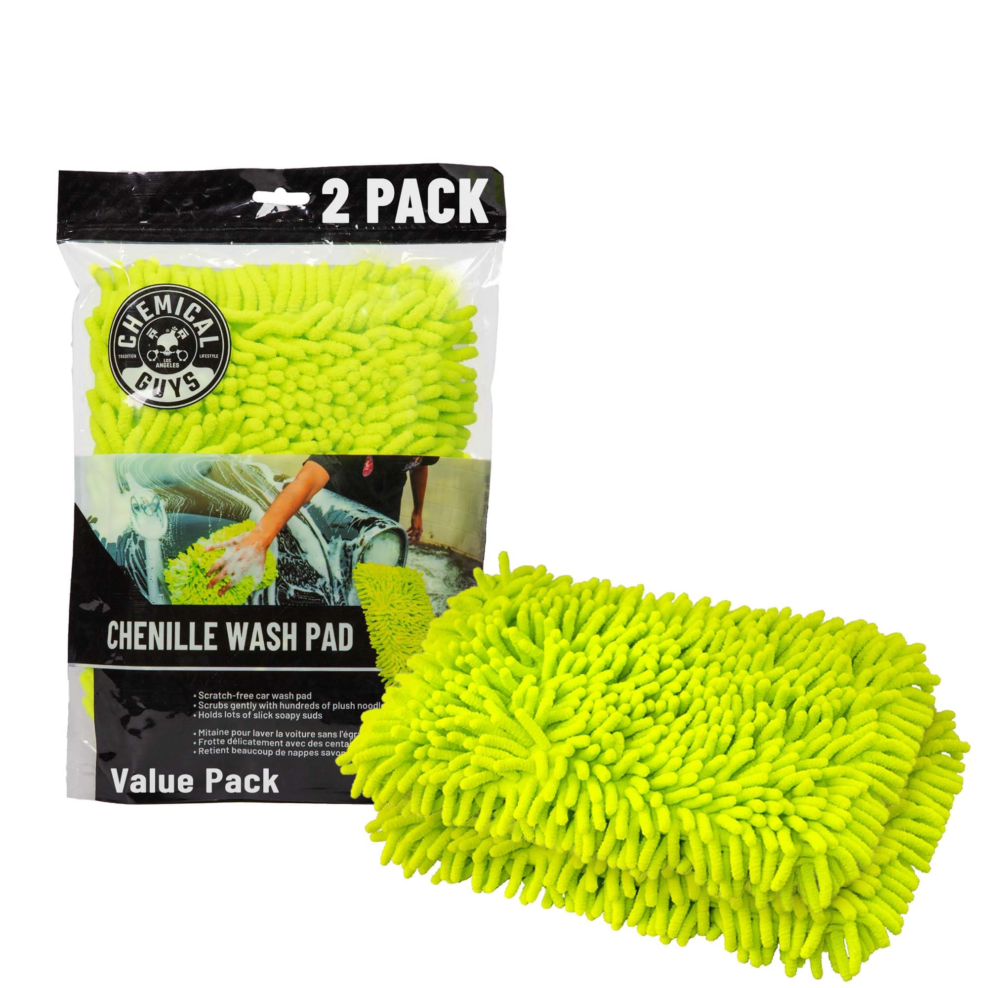 Chemical Guys Chenille Microfiber Wash Pad (2 Pack) – Scratch-Free Extra Plush Wash Pads for Gentle Car Cleaning & Maximum Suds Absorption