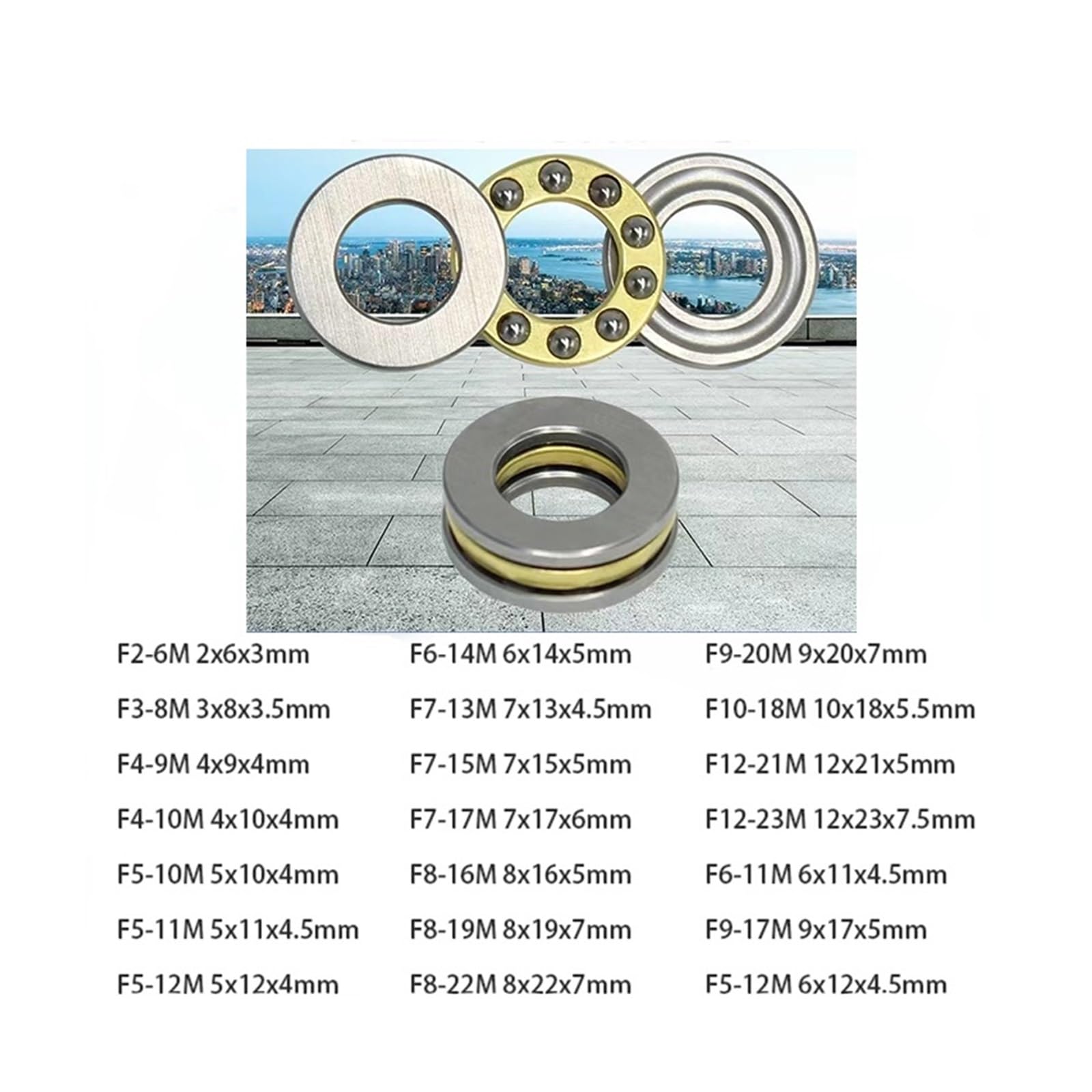 SSIMOO Rodamiento de Bolas de Empuje Axial Plano, 10/100 Uds., Mini 3 en 1 F3-8M F4-10M F5-10M F6-12M F7-17M F8-16M F10-18M, rodamiento de Bolas Axial de Metal Kindly (Size : 100Pcs, Color : F2.5-M