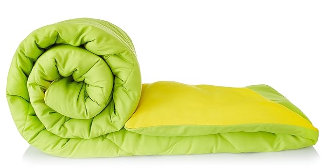 Solimo Microfiber Reversible Comforter, Single (Olive Green & Cheery Yellow, 200 GSM), 50 TC