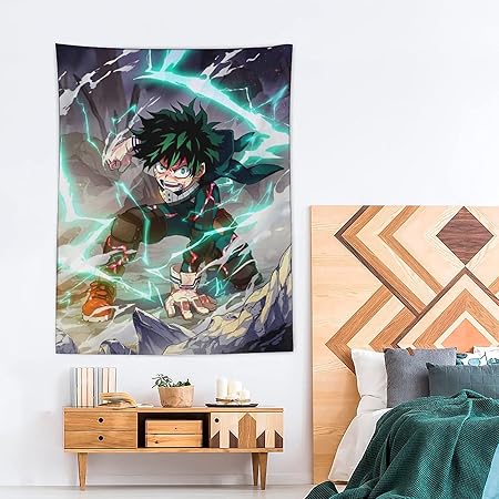 Amazon 僕のヒーローアカデミア 緑谷 One For All タペストリー アニメ 可愛い インテリア 高級ポリエステル 耐久性 壁掛け 間仕切り カーテン グッズ クリスマス 贈り物 無臭無味ヨガマット適用 テーブルクロス オンライン通販
