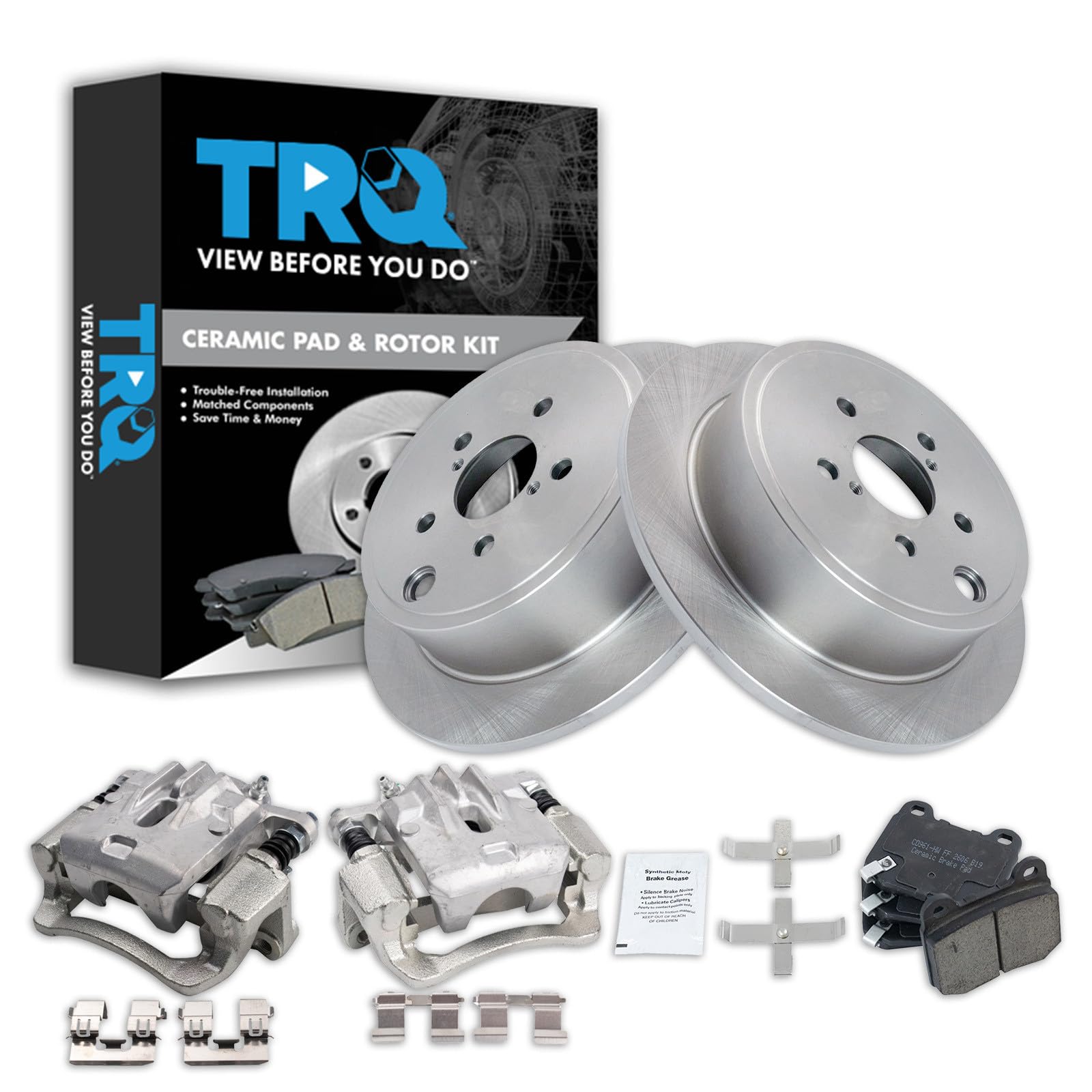 TRQ Rear Brake Pad and Rotor Set Ceramic Calipers