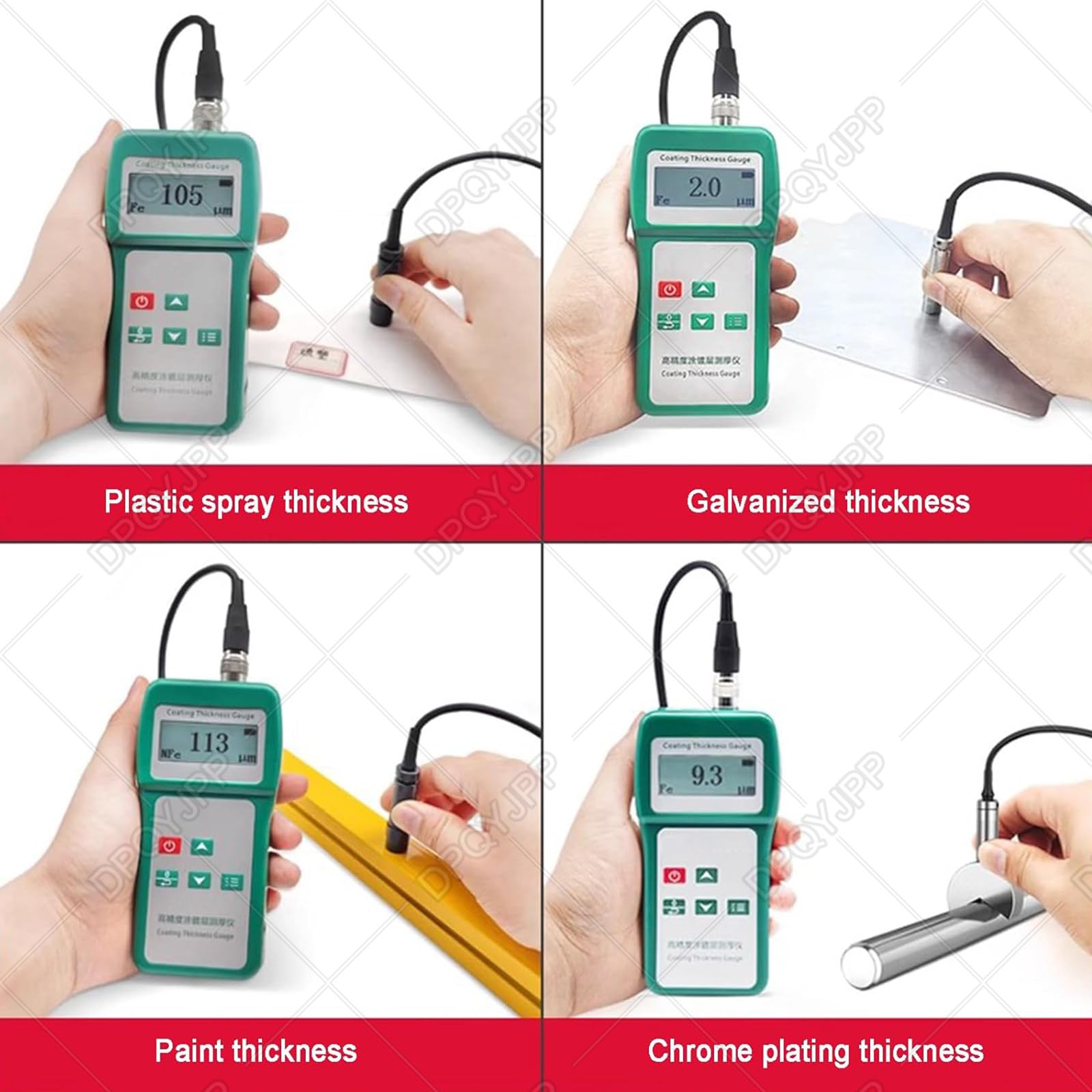 Ultradźwiękowy Miernik Grubości Lakieru, Cyfrowy 0-1500 Μm, Zakres Pomiarowy, Tester Metalu I Tworzywa Sztucznego Do Żelaza, Aluminium, Miedzi, Powłok Farb