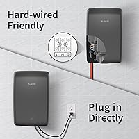 Vista 4 de AIKE UL aprobado compacto Jet secador de manos con cable duro, 1350W 120V negro mate modelo AK2803D