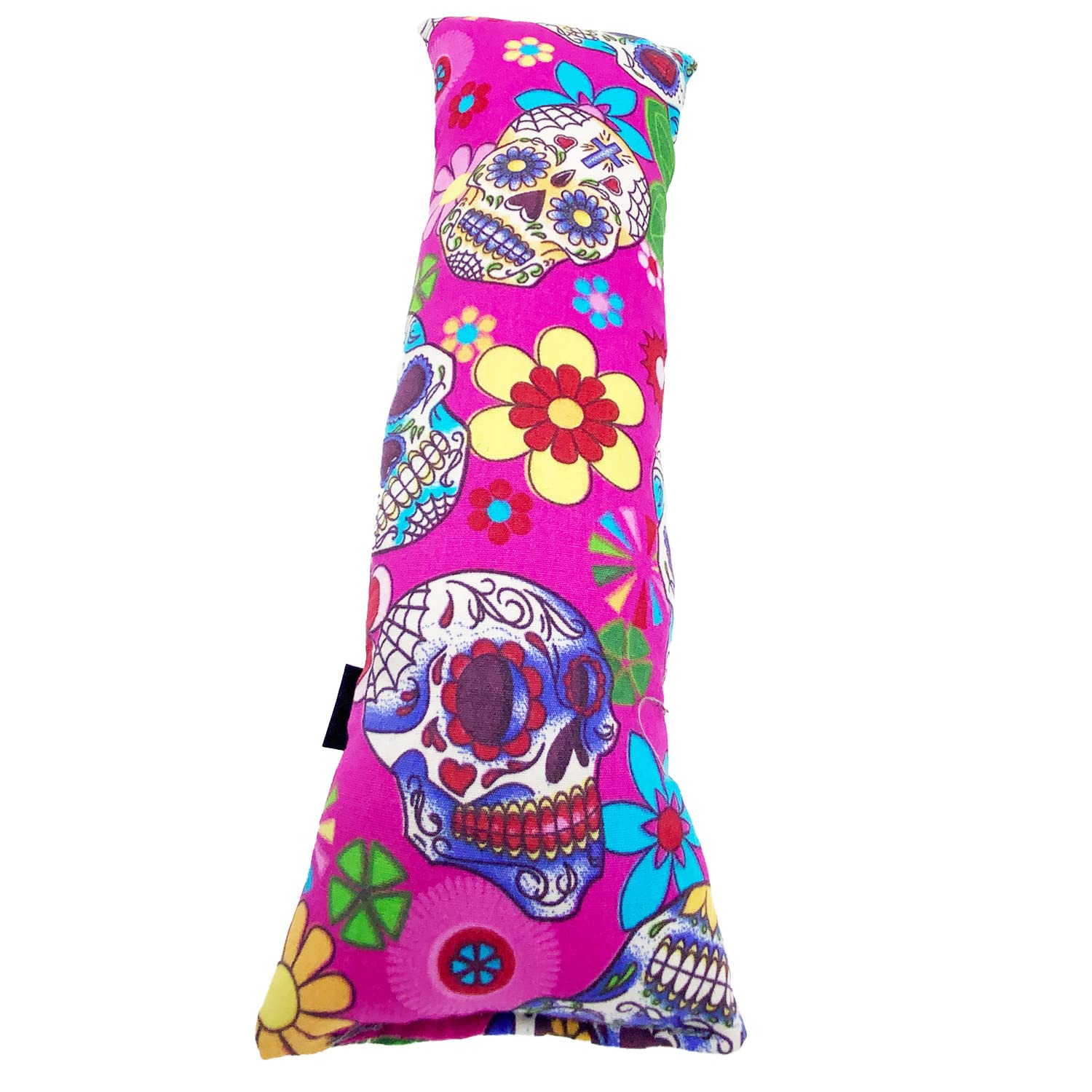10” x 3”Car Seatbelt Pads - various sizes for Post Surgery, Pacemakers, Chemo/Stoma/Medical ports or just to stop that Ouch! 10” x 3” (PINK CANDY SKULLS) — image 1