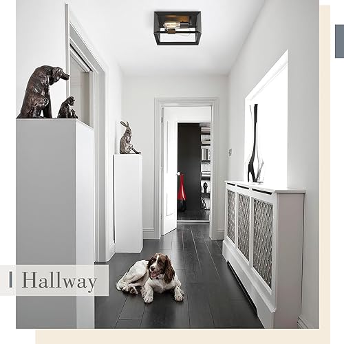 Miniatura 7 de Emliviar 3040-2 BK - Lámpara de techo empotrada de 2 luces, 11 pulgadas para dormitorio, acabado negro con marco de aluminio, 3040-2 BK