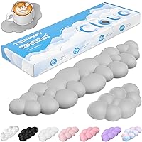 Vista 11 de TECKNET Cloud - Juego de reposamuñecas para teclado, reposamuñecas Cloud con base antideslizante, almohadilla de muñeca de piel sintética