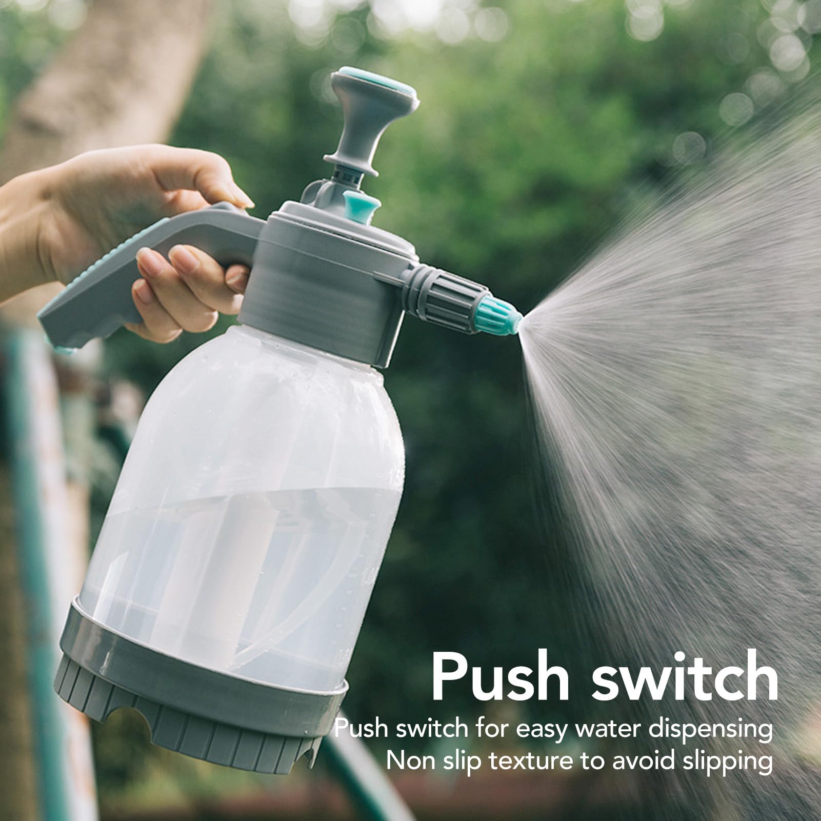 Spruzzatore a Pompa Manuale, Pompa Portatile da 2 Litri con Asta di Prolunga, Bottiglia a Spruzzo D'acqua a Pressione per la Pulizia Domestica di Giardinaggio Interno Ed Esterno