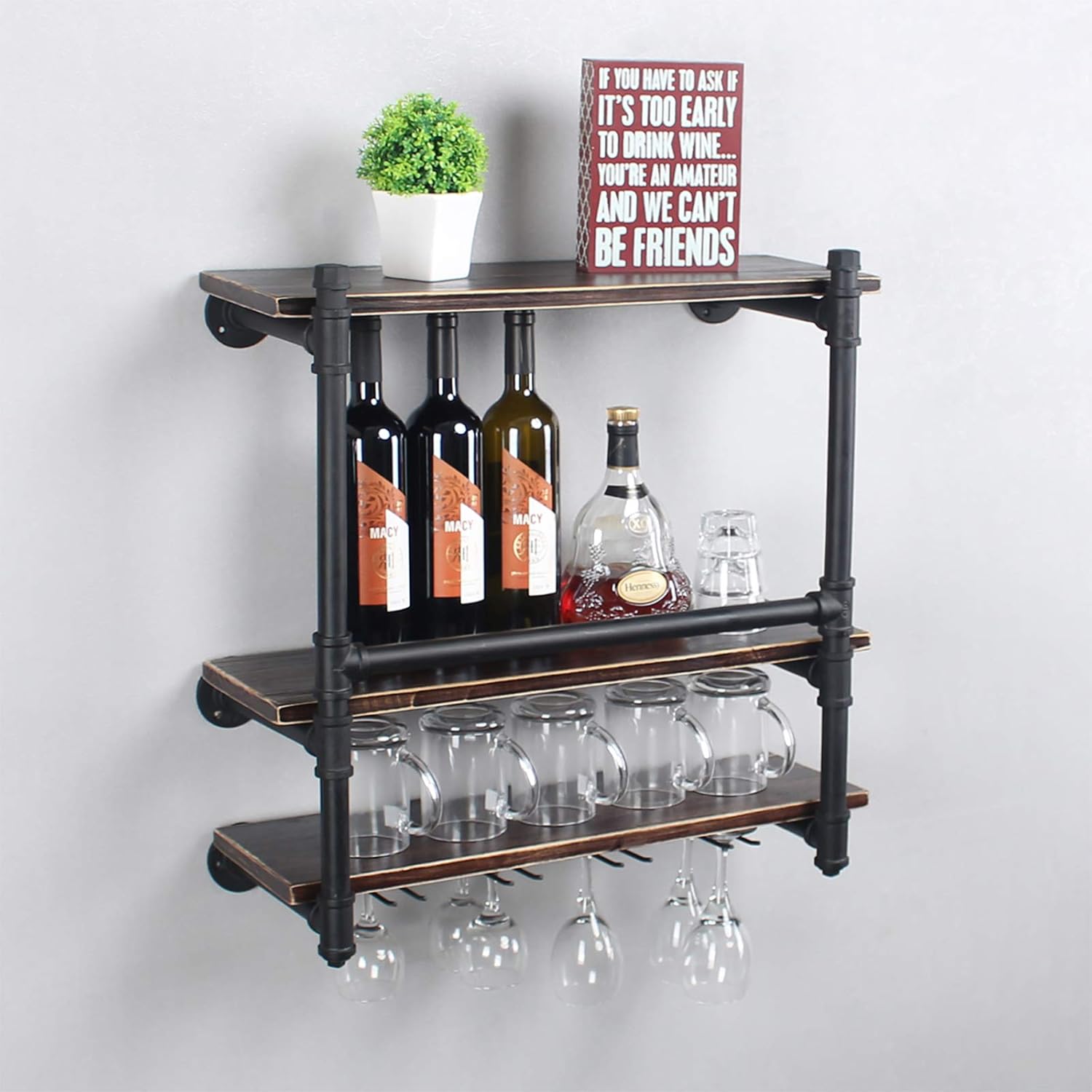 80% Off Discount Industrial 36 Wall Mounted Wine Racks with 9 Stem Glass Holders for Wine Glasses,3-Tier Storage Wood Shelf,Mugs Rack,Bottle & Glass Holder,Wine Storage Display Rack,Home Décor,Retro Black(Style B) Promo 40% OFF Industrial 36 Wall Mounted Wine Racks with 9 Stem Glass Holders for Wine Glasses,3-Tier Storage Wood Shelf,Mugs Rack,Bottle & Glass Holder,Wine Storage Display Rack,Home Décor,Retro Black(Style B)