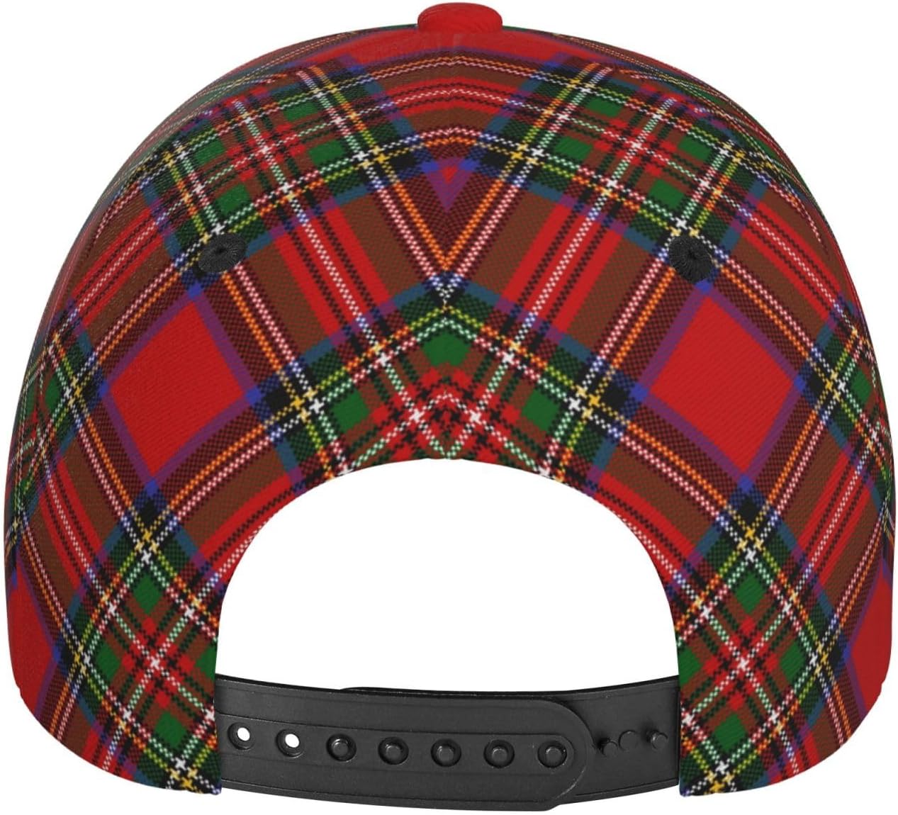 Red Christmas Plaid Baseball Cap Snapback Hats Adjustable Cap Excavator Hat Trucker Hat for Travel Picnic