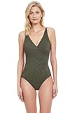 Lattice Women’s Surplice V Neck One Piece Bathing Swimsuit Essential with Soft Cups&comma; Tummy Control&comma; and Back Lining
