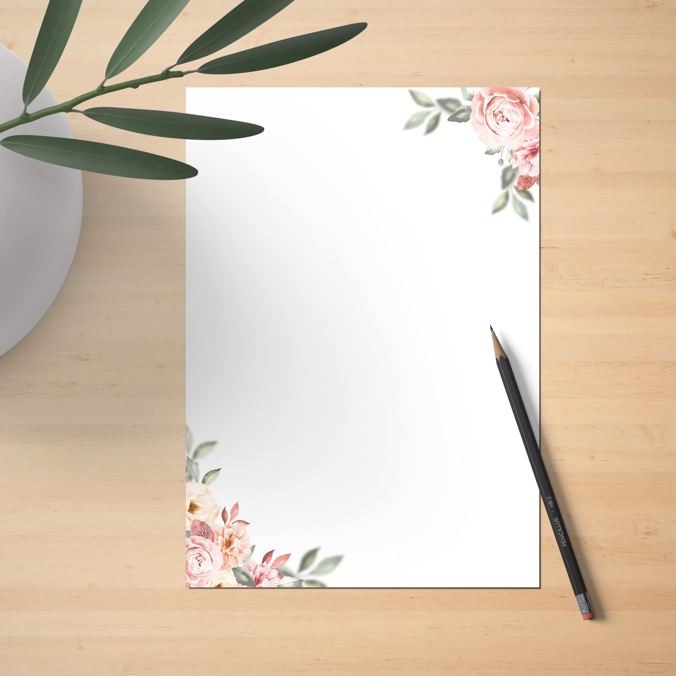 Lot De 25 Feuilles De Papier à Lettre Et Enveloppes Roses Pastel - Papier A4 120g/m² Élégant