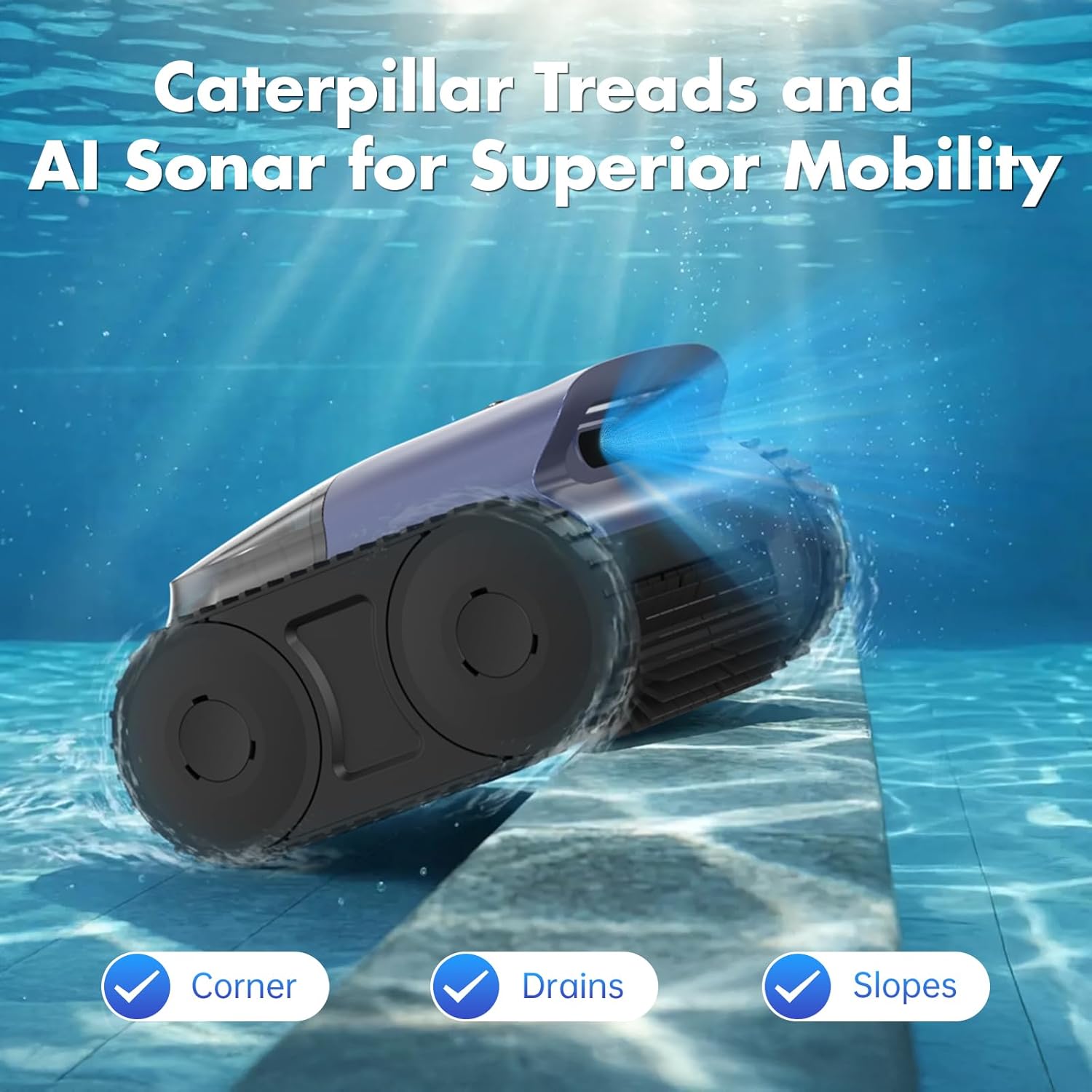 (2026 Upgrade) Pool Vacuum,SAT 25 Robotic Pool Cleaner,Pool Vaccum for Inground Pools,AI Sonar Smart Navigation,Max 180-Mins Battery Life