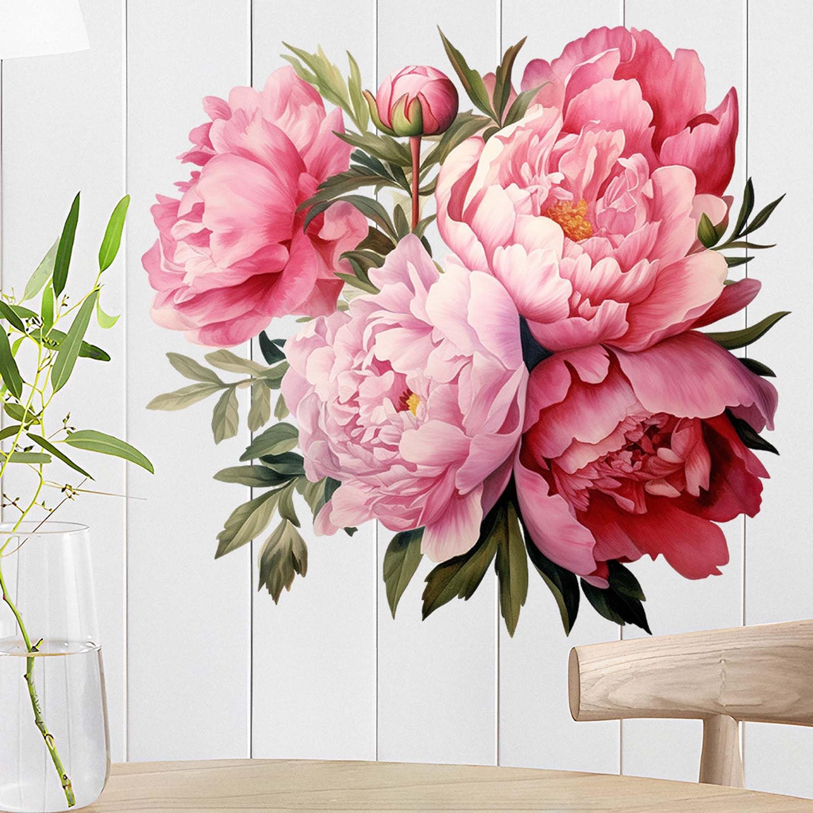 Graz Design - Adhesivo decorativo para pared (30 x 30 cm), diseño de peonía, flores y peonías, color rosa — view 4