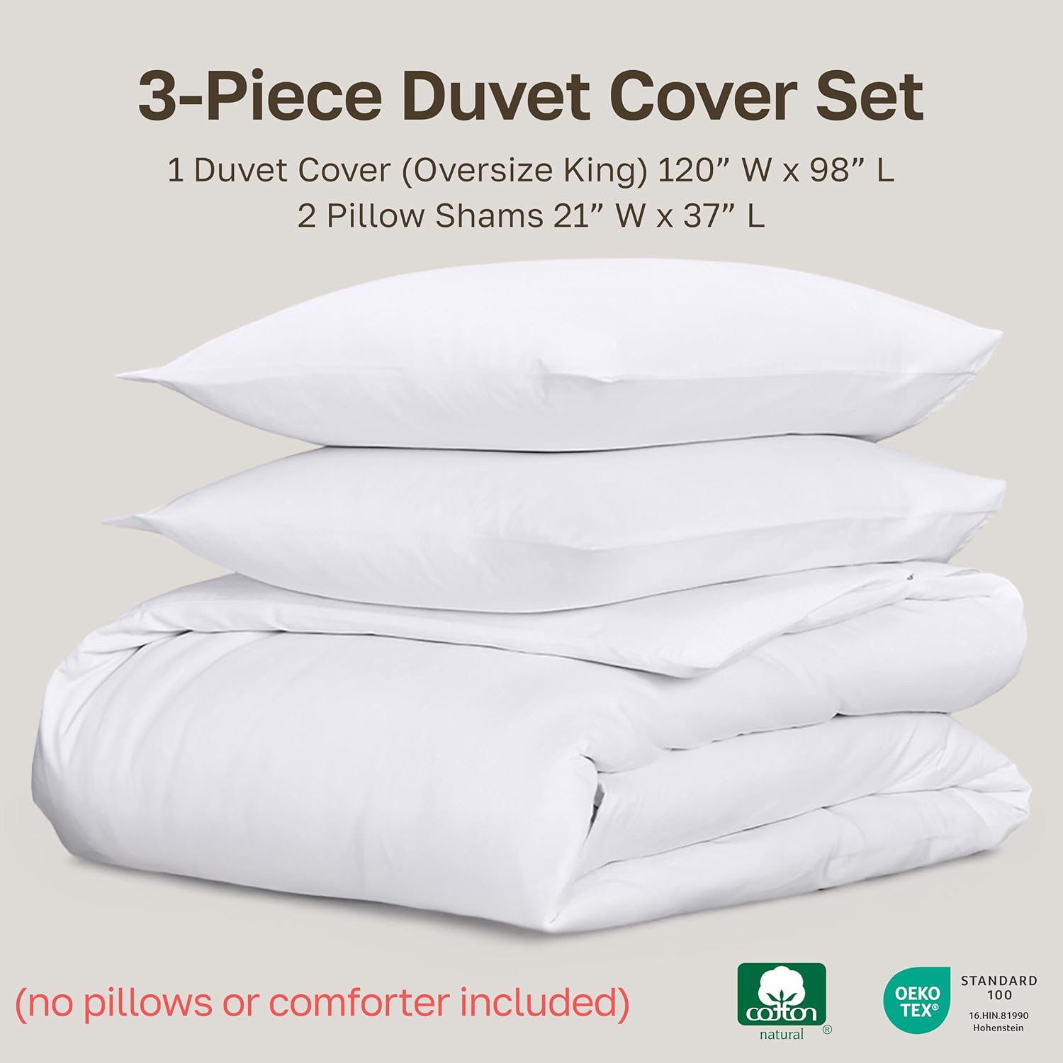 California Design Den 3 Pc Oversized King Duvet Cover Set - Winner Good Housekeeping Best Bedding Awards 2025, 400 Thread Count Sateen, 100% Cotton Duvet Cover Set, Button Closure, Corner Ties - White - Image 4