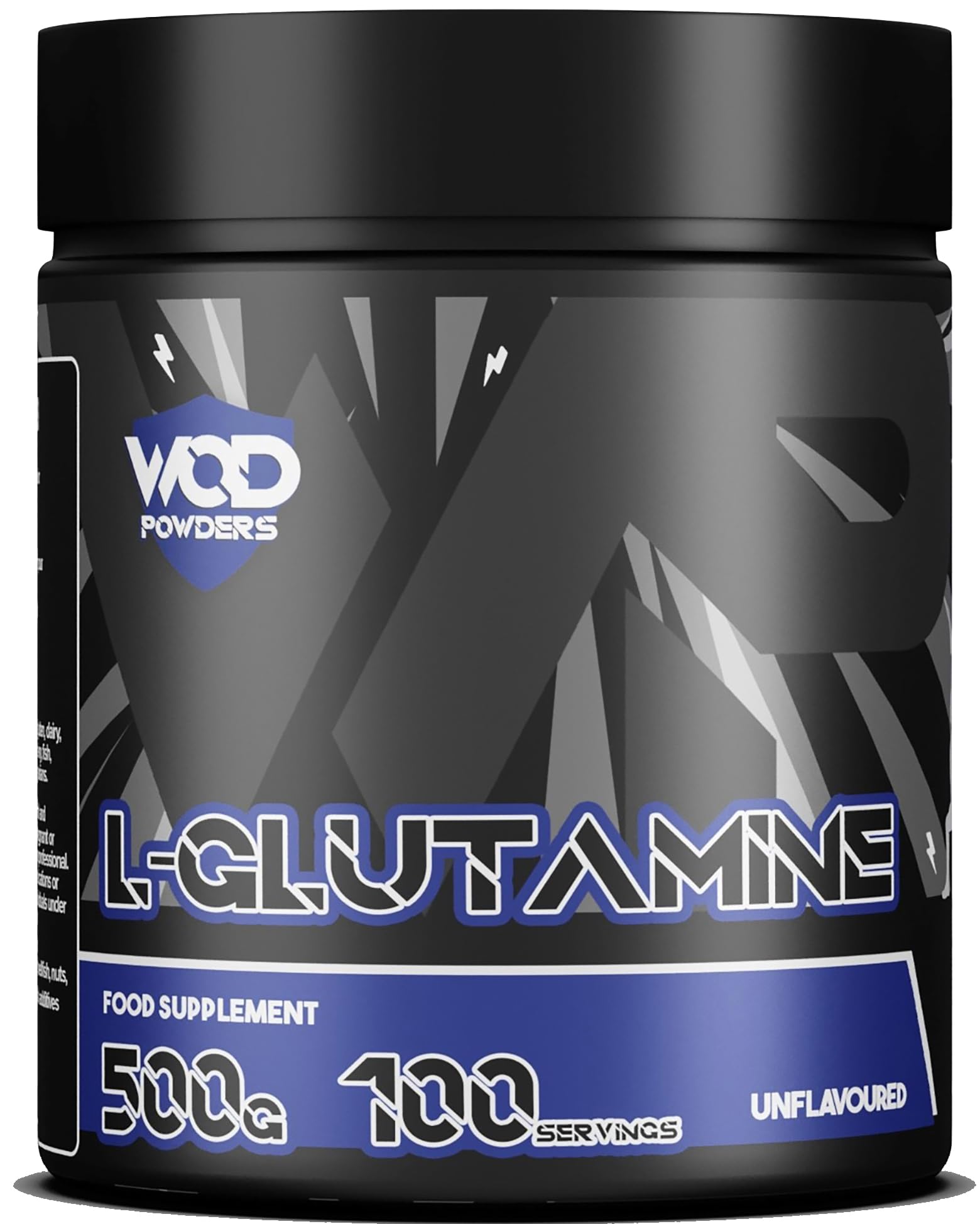 Glutamine Powder - 500g | Amino Acid, Improve Recovery, Boosts Immune System | Unflavoured 100% Micronized Glutamine Powder | 100 Servings in Tub with Scoop by WOD Powders