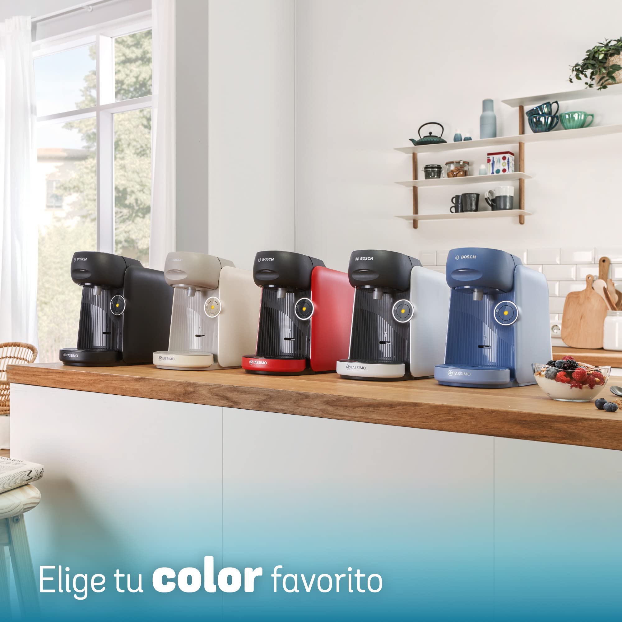 Bosch - Cafetera TASSIMO FINESSE para preparar múltiples bebidas, hasta 40 bebidas, IntensityBoost, INTELLIBREW, rojo, TAS16B3