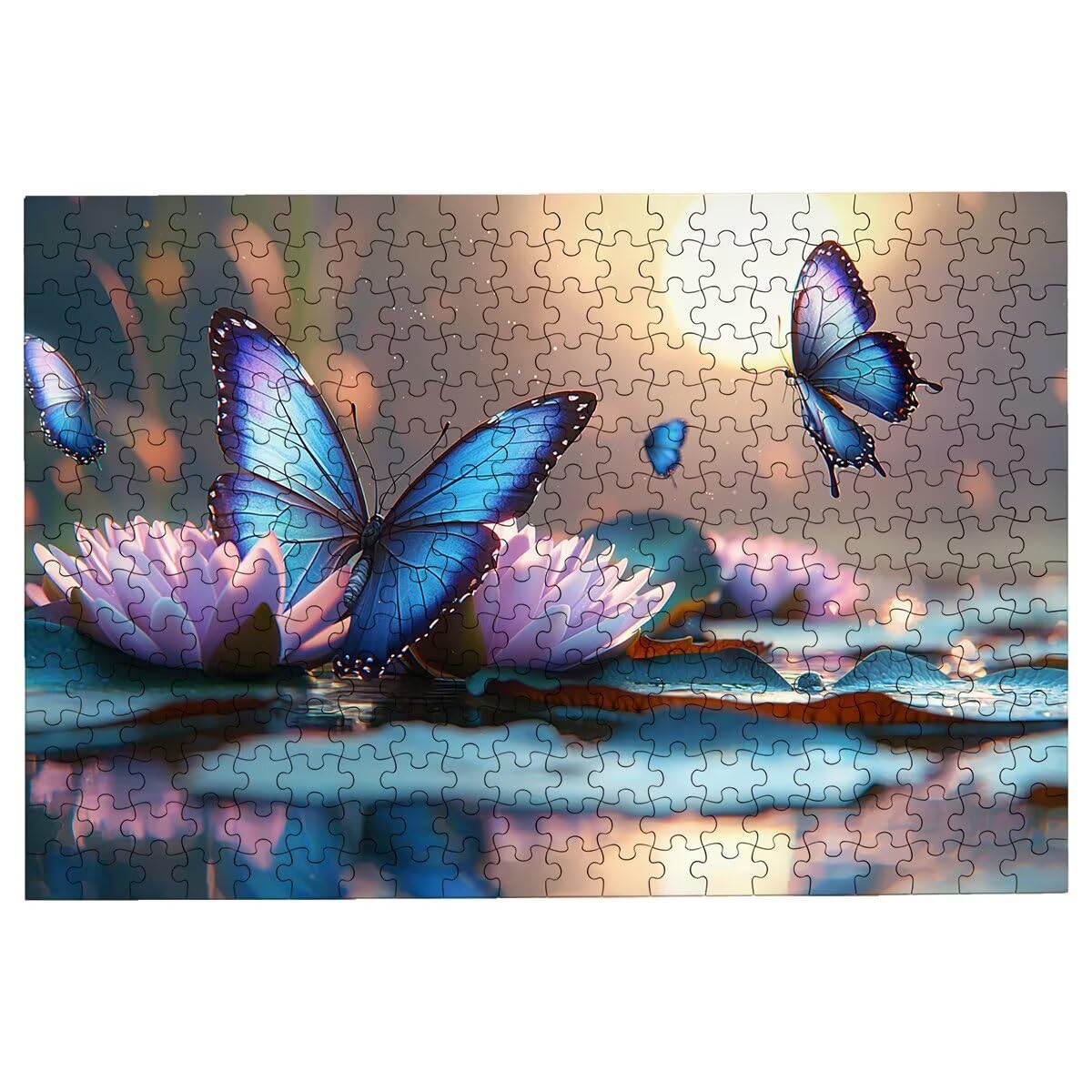Puzzle 2000 sztuk dla dorosłych motyl Puzzle Lotos Puzzle 2000 sztuk dla dorosłych, drewniane puzzle z pudełkiem na prezent rozmiar 99 x 70 cm, wyzwanie puzzle dla całej rodziny, prezent dla kobiety