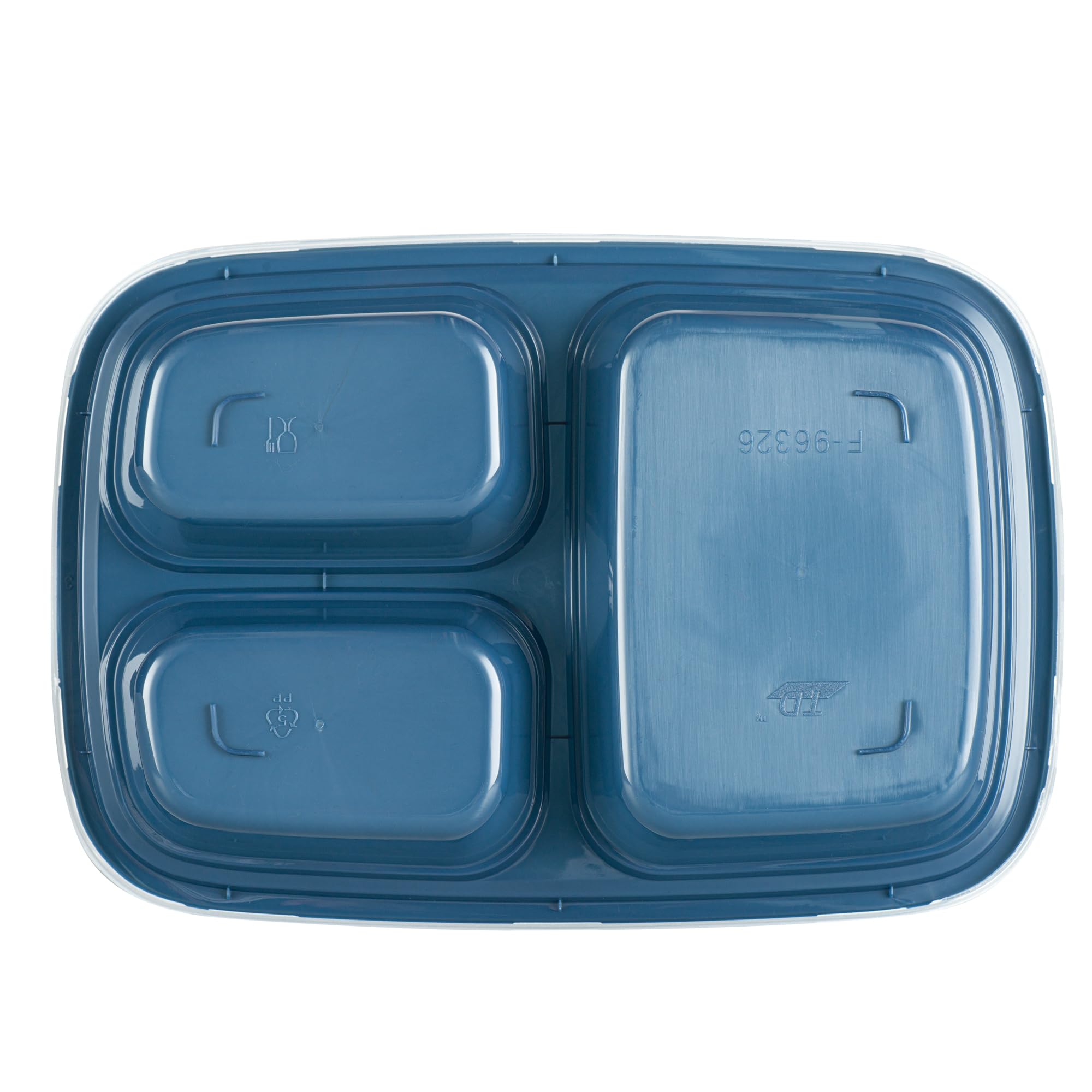 Restaurantware Asporto - Cajas para llevar con compartimentos de 26 onzas, 100 recipientes de preparación de comidas para microondas, 3 compartimentos, con tapas de plástico transparente, recipientes