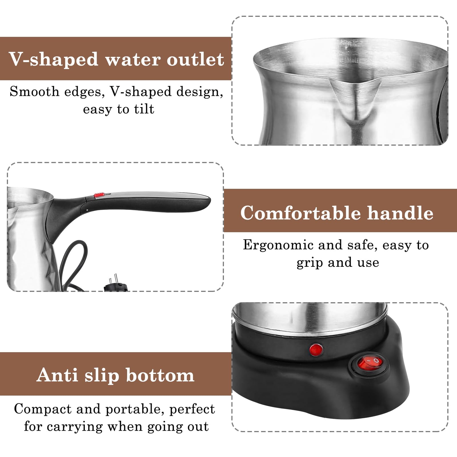 Cafetière Turque électrique 500 Ml 600W - Pour Induction, Maison, Bureau, Voyage (prise Européenne)