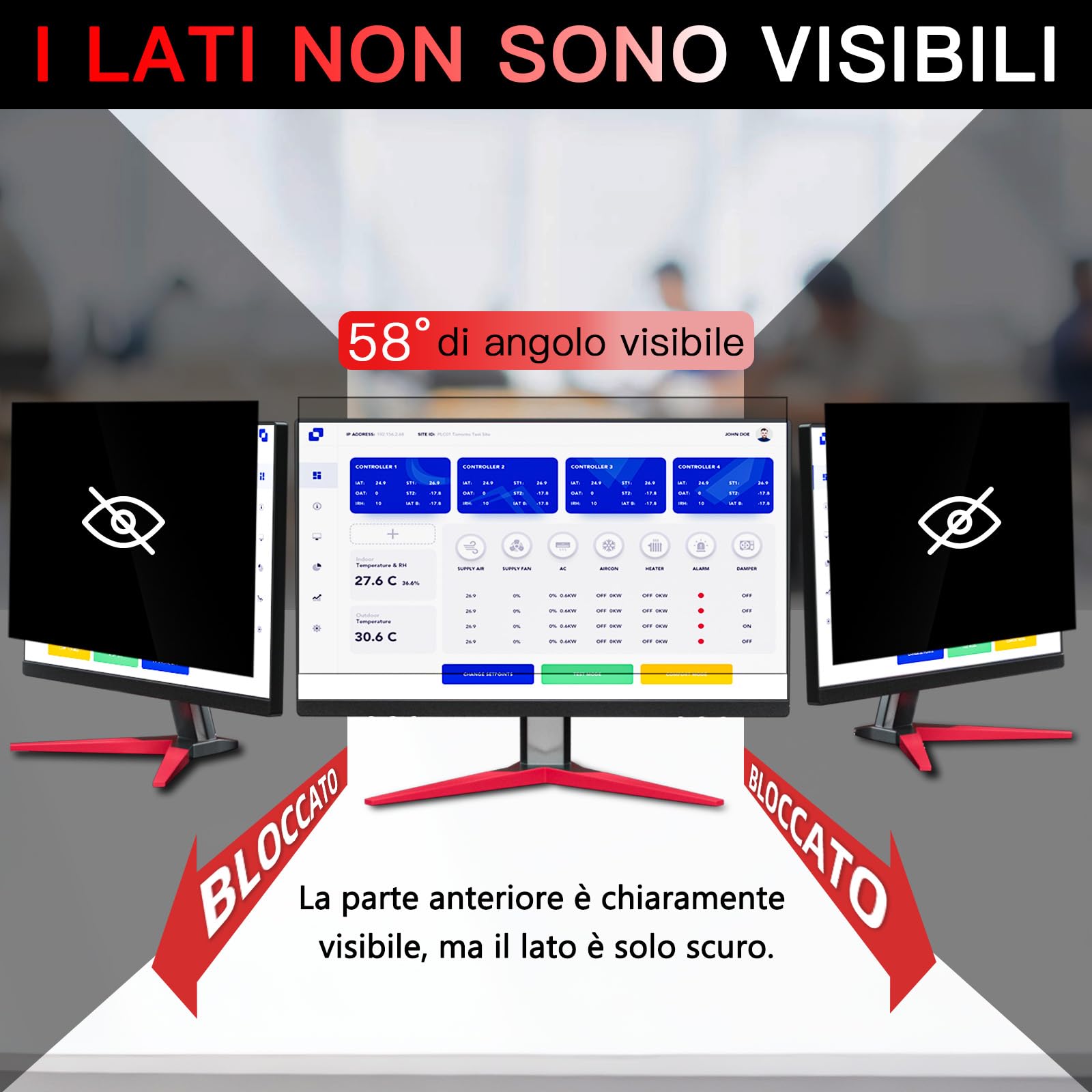 ZOEGAA Confezione da 2 Pellicole Privacy Monitor 23.6 Pollici per Computer 16:9 - Filtro Privacy Antiriflesso con Protezione Luce Blu per PC, Rimovibile a Doppia Faccia, Protezione Dati a 180°