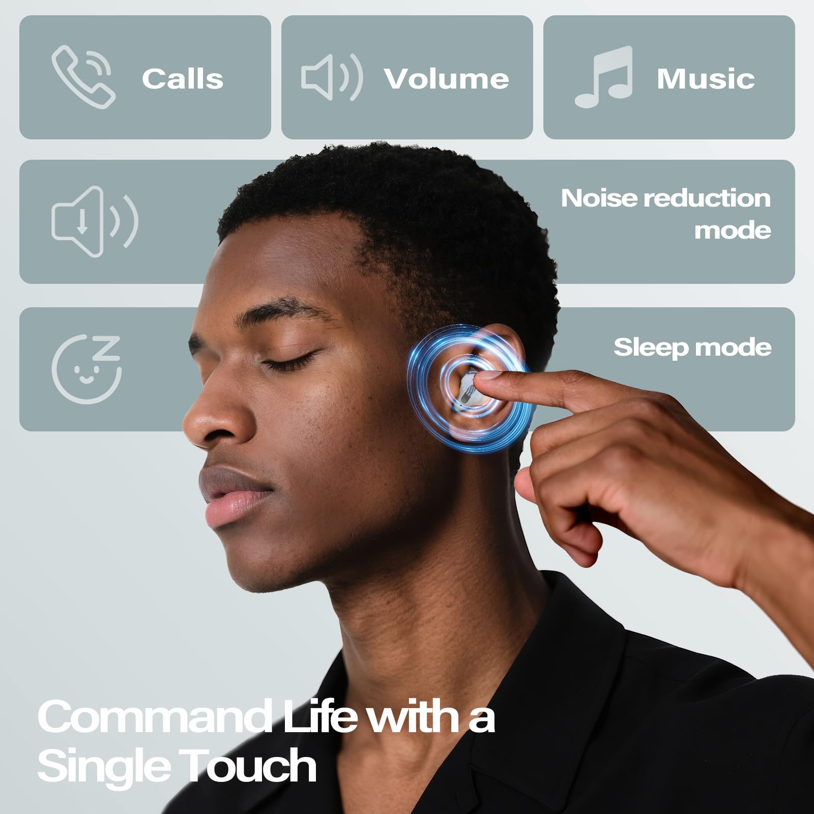 Bluetooth Kopfhörer In-Ear Schlafkopfhörer Mini ANC Kopfhörer Kabellos | Kabellose In-Ear Kopfhörer gegen Schnarchen. Perfekt für Seitenschläfer: Weiches Silikon, ohne Warn-Töne & 48 Std. Laufzeit.