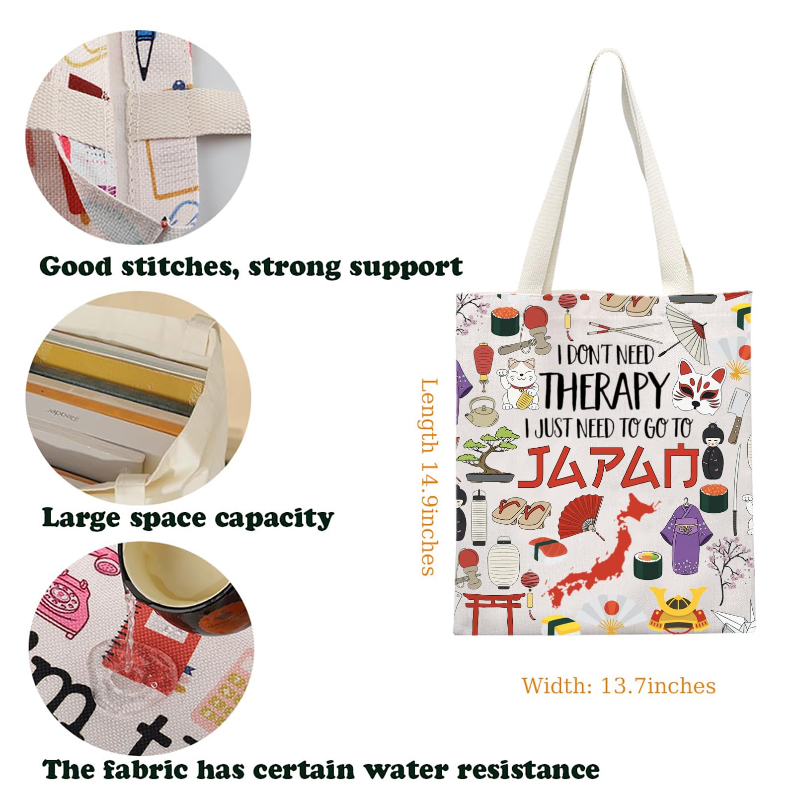 KUIYAI Japan Trip Tote Bag Japan Vacation Shoulder Bag Tokyo Lovers Gift Japanese Theme Souvenir Gift Japan Culture Gift