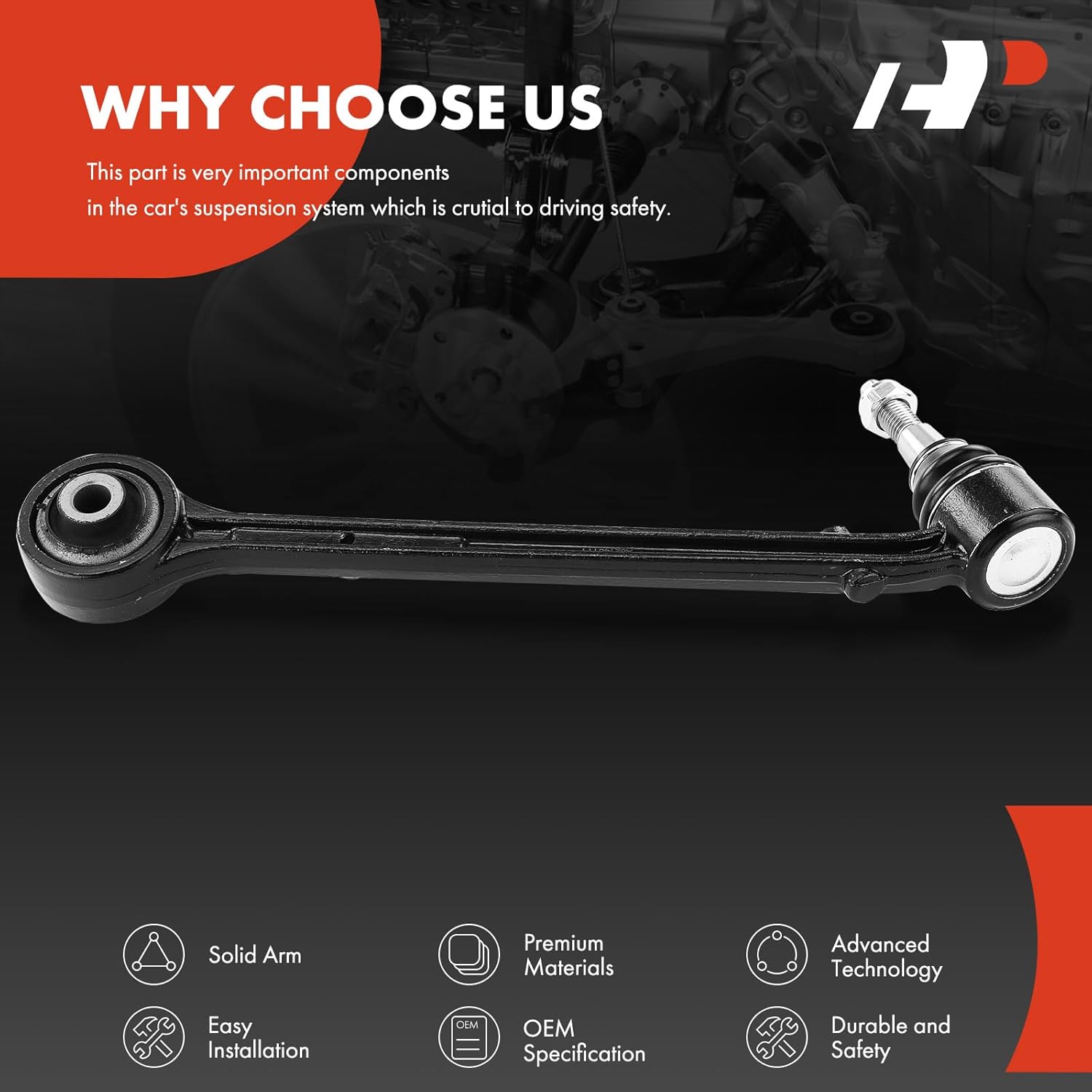 A-Premium Front Left Rearward Lower Control Arm, with Ball Joint & Bushing, Compatible with Chevrolet Camaro 2010 2011 2012 2013 2014 2015