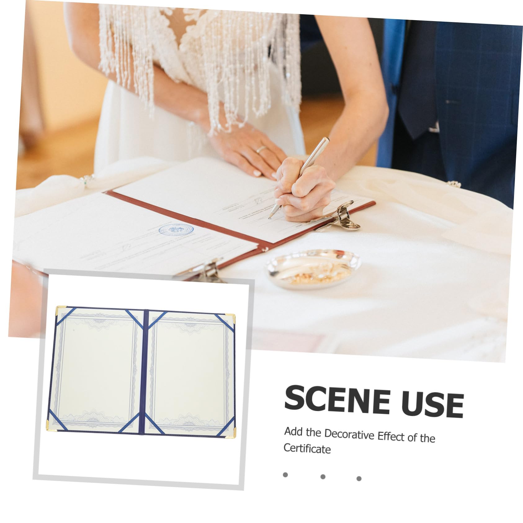 Copertina per Certificati e Premi in Pelle Pu Blu, Protezione Portatile Elegante per Documenti A3, per Presentazioni e Zaini