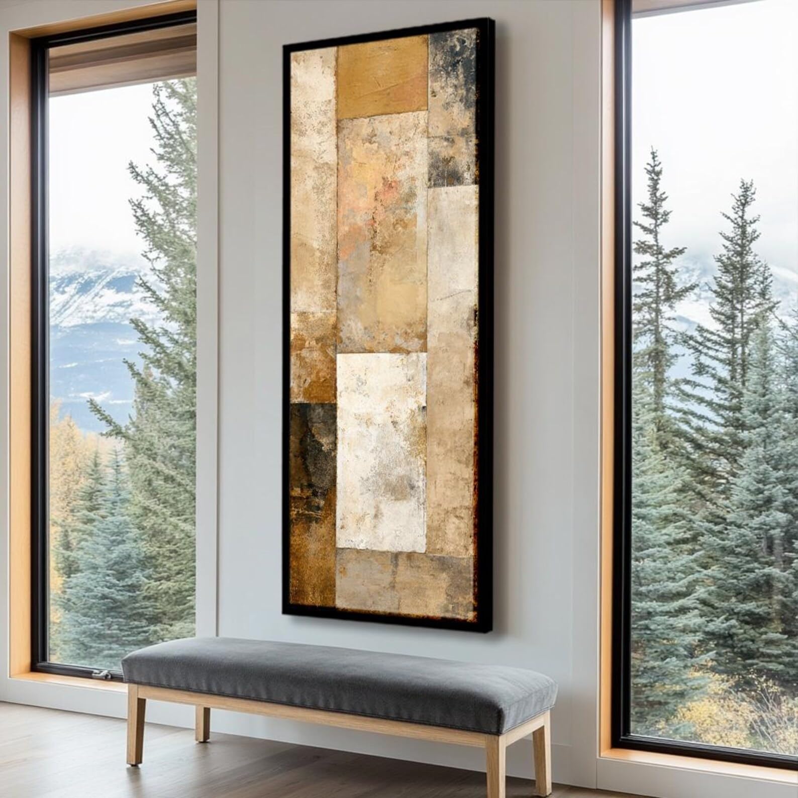 XBTYKPB Cuadro alto y estrecho, impresión en lienzo vertical alargada para oficina, comedor, sala de estar o dormitorio, obra de arte alargada y estrecha (50 x 150 cm/marco interior).