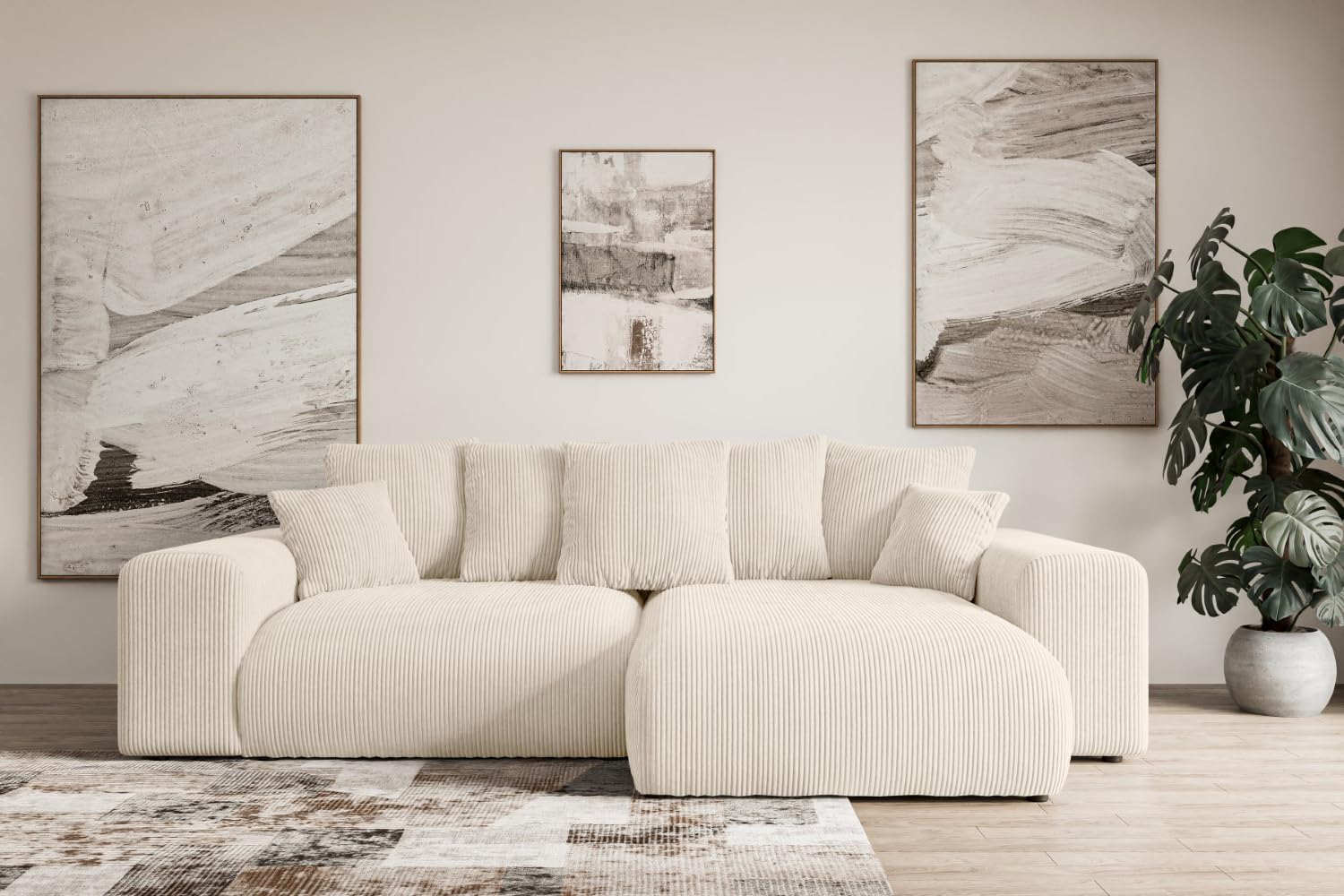 ALTDECOR Ecksofa mit Schlaffunktion L-Form Eskar-L 266x176x72 - Beige