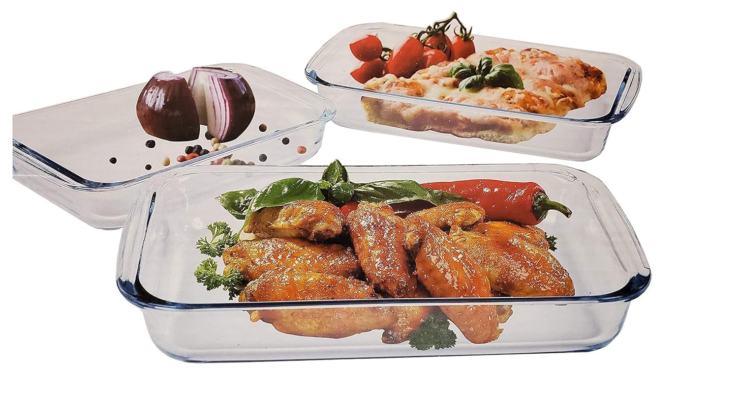 Pure Source India Glass Rectangular Bakeware Safe and Oven Safe Baking Tray For Kitchen Use| Borosilicate Glass Bowl Container | (1.5L) (1 Pcs)
