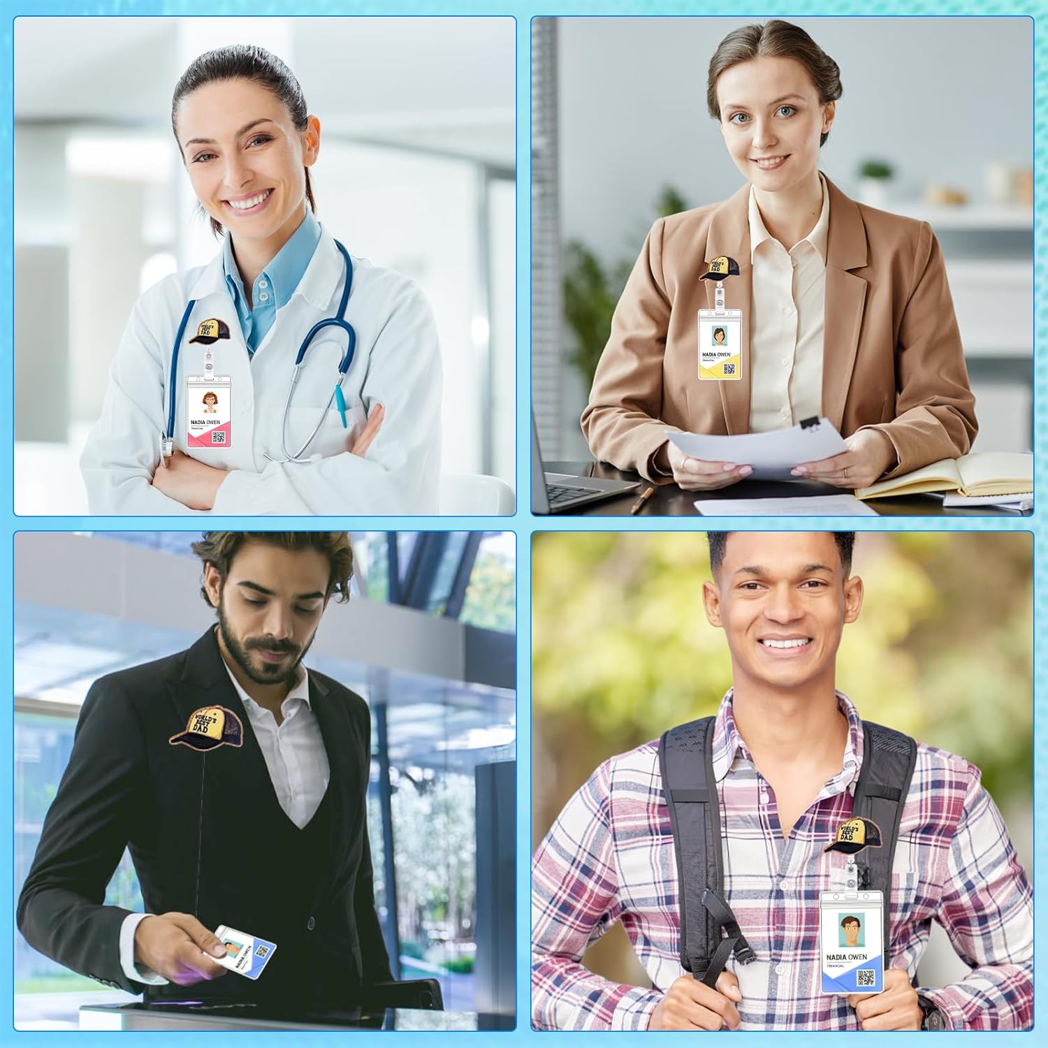 Badge Reels Holder Retractable, ID Card with Alligator Clip for Nurse Name CNA, Funny Badge Reel, Student ID Badge Clip Cute Cartoon Nursing Doctor Teacher Medical Work Decorative Gift (Best DAD) - Image 7